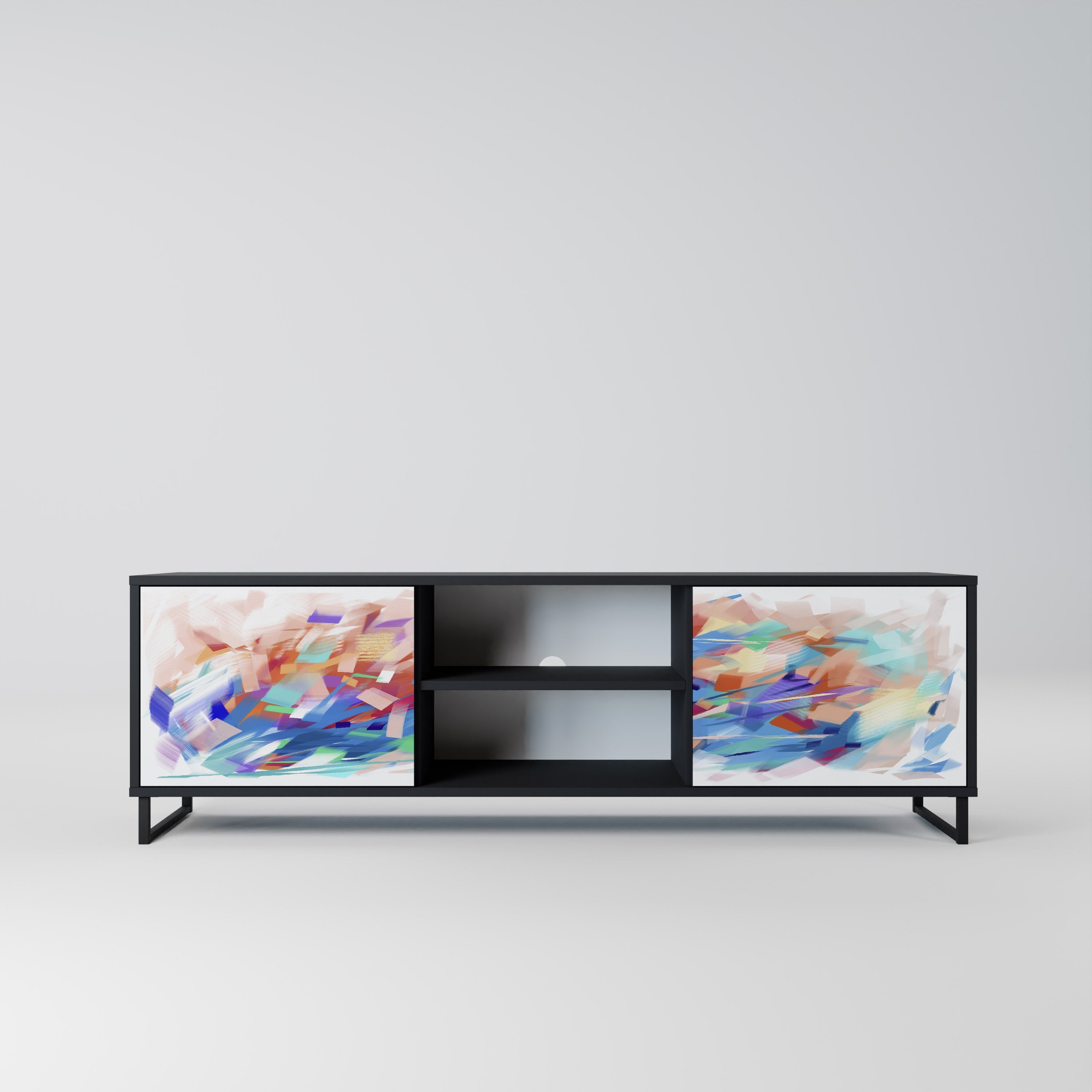 FINESSE MASH-UP TV-Lowboard mit 2 Türen in Schwarz