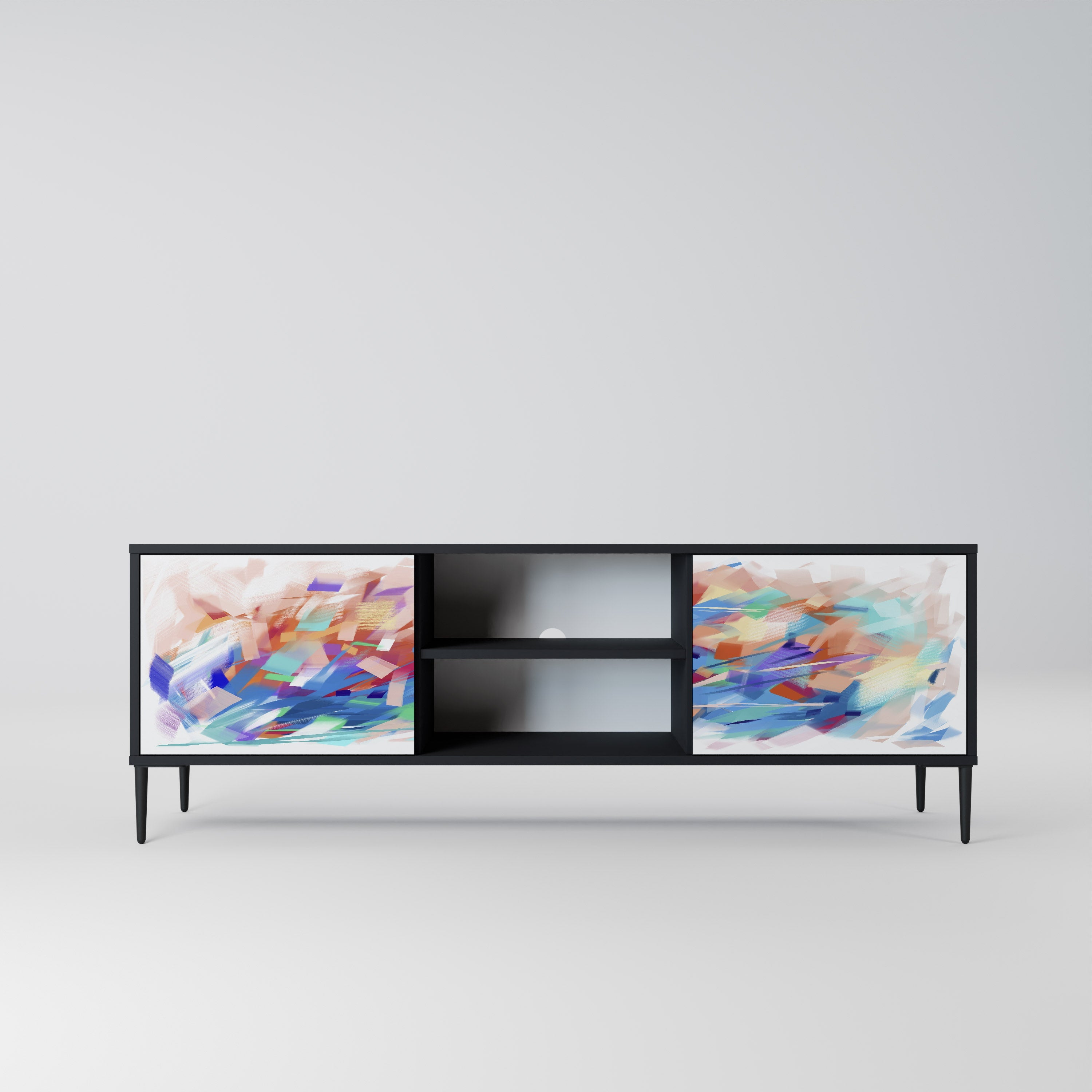 FINESSE MASH-UP TV-Lowboard mit 2 Türen in Schwarz