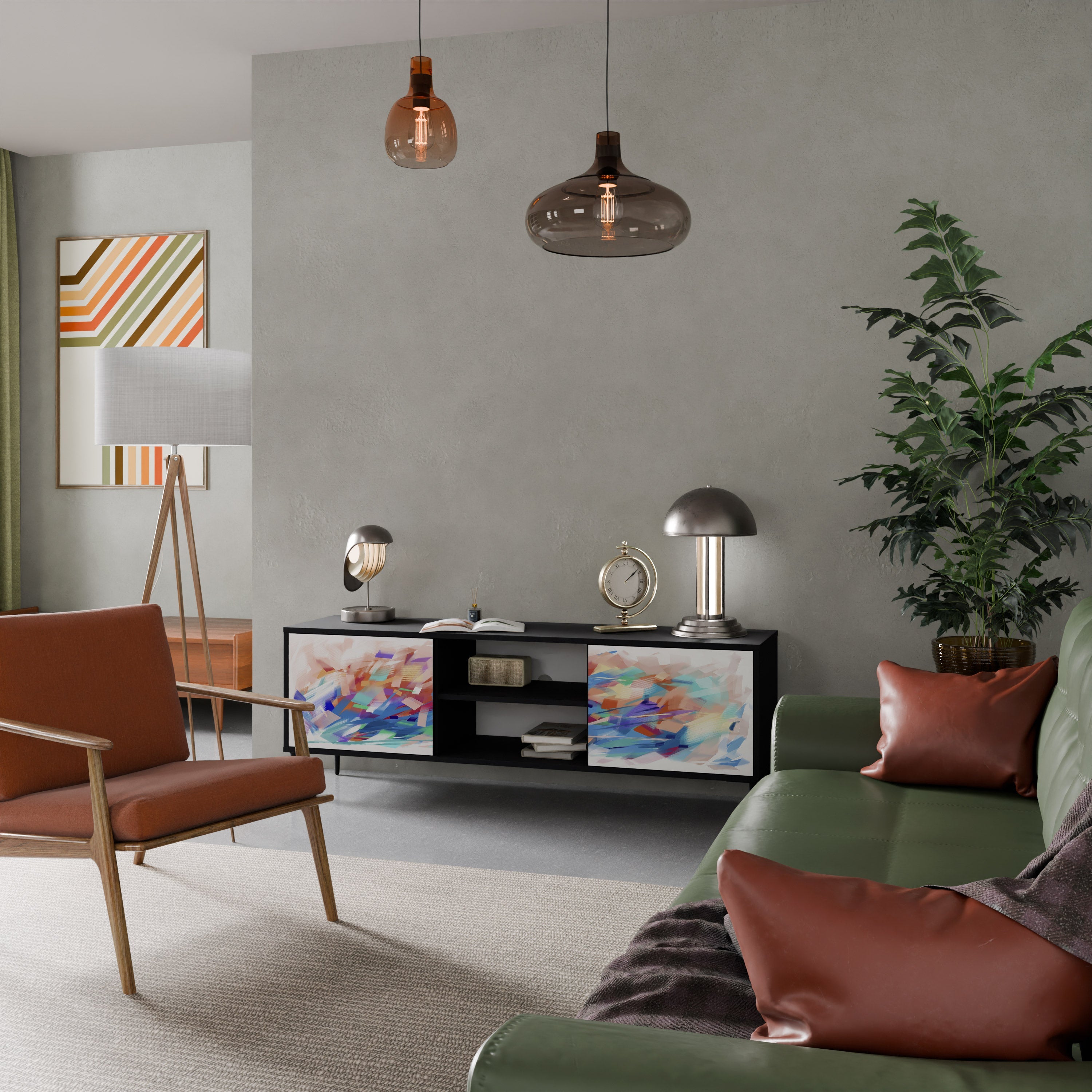 FINESSE MASH-UP TV-Lowboard mit 2 Türen in Schwarz