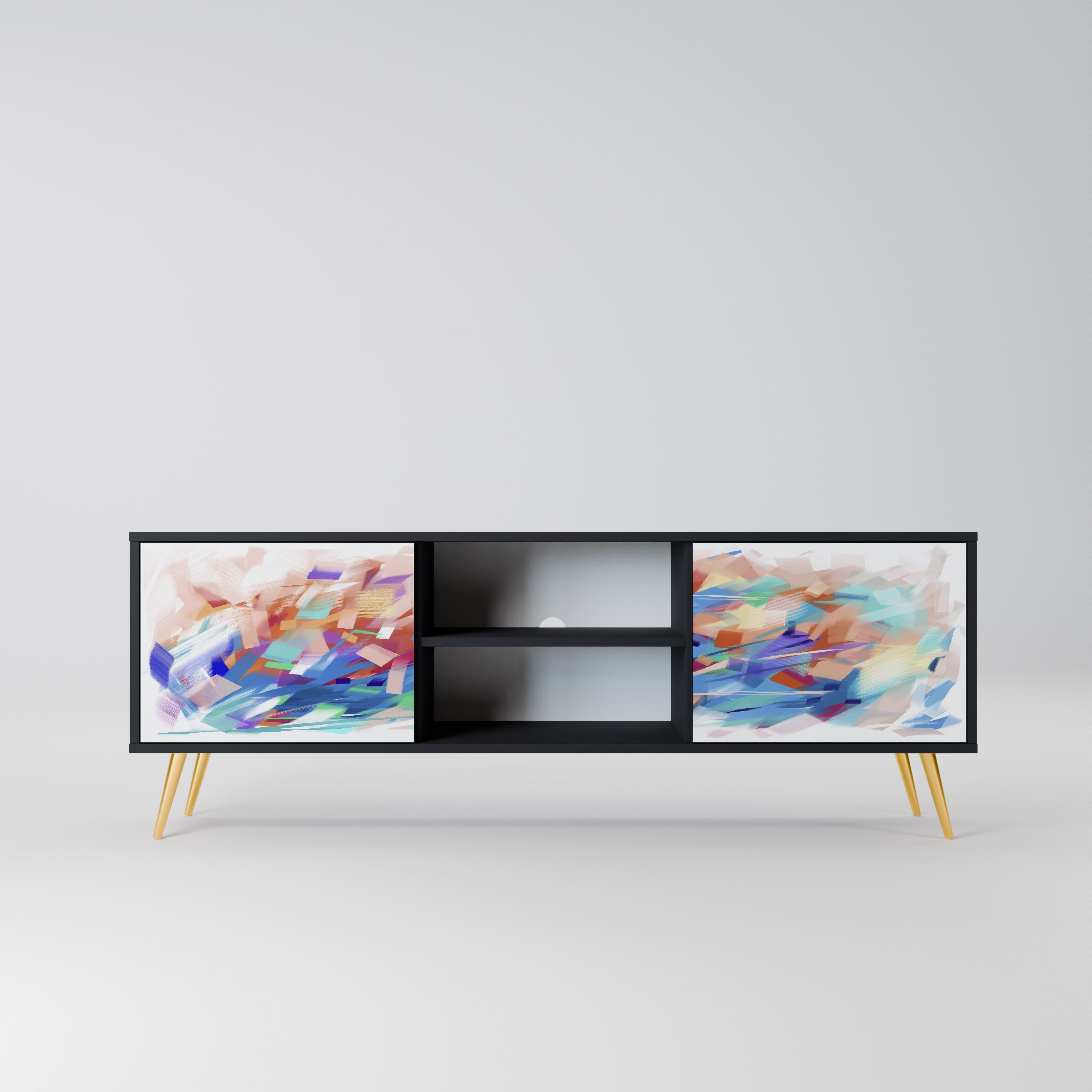 FINESSE MASH-UP TV-Lowboard mit 2 Türen in Schwarz