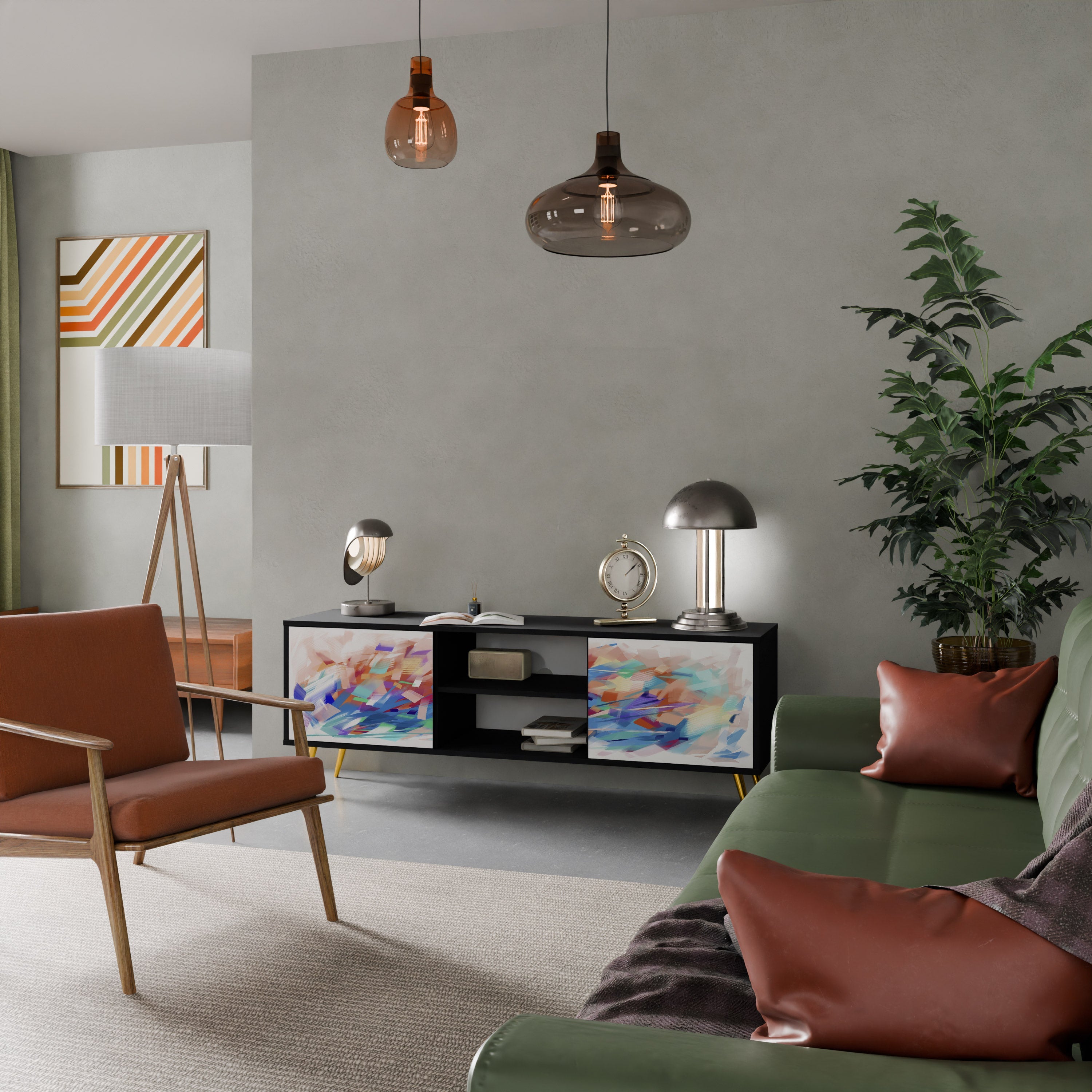 FINESSE MASH-UP TV-Lowboard mit 2 Türen in Schwarz