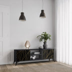 BRIGHT MESH TV-Lowboard mit 2 Türen in Schwarz