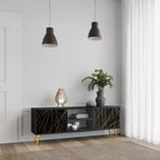 BRIGHT MESH TV-Lowboard mit 2 Türen in Schwarz