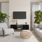 BRIGHT MESH TV-Lowboard mit 2 Türen in Schwarz