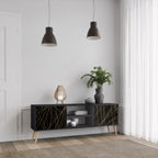 BRIGHT MESH TV-Lowboard mit 2 Türen in Schwarz