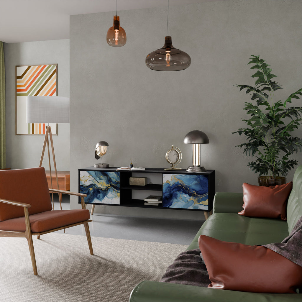 INKY MARBLE TV-Lowboard mit 2 Türen in Schwarz