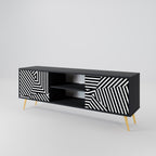 ILLUSIONARY LATTICE TV-Lowboard mit 2 Türen in Schwarz