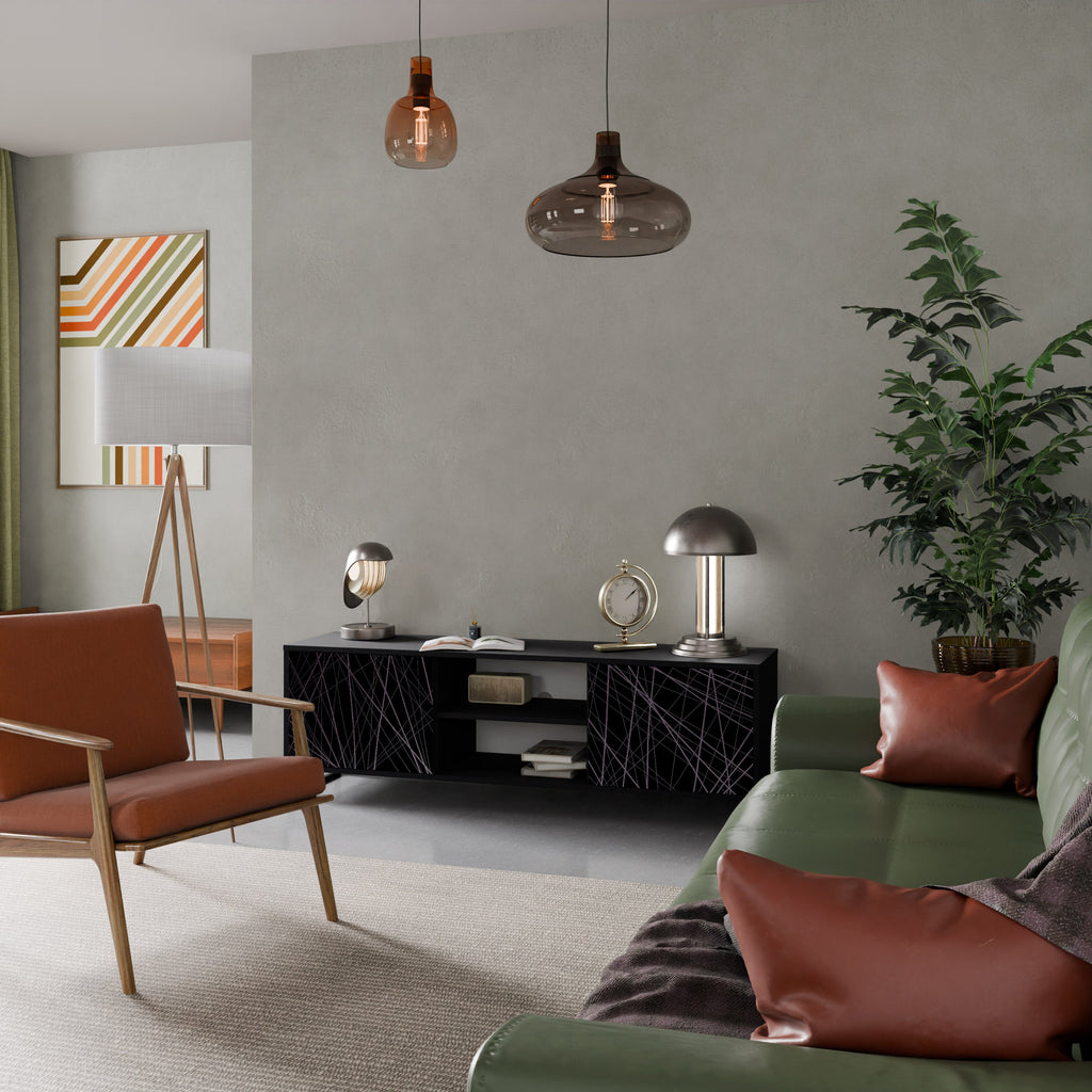 SHIMMER SPIDERGRAM TV-Lowboard mit 2 Türen in Schwarz