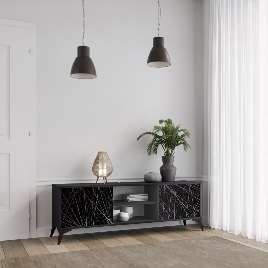 SHIMMER SPIDERGRAM TV-Lowboard mit 2 Türen in Schwarz