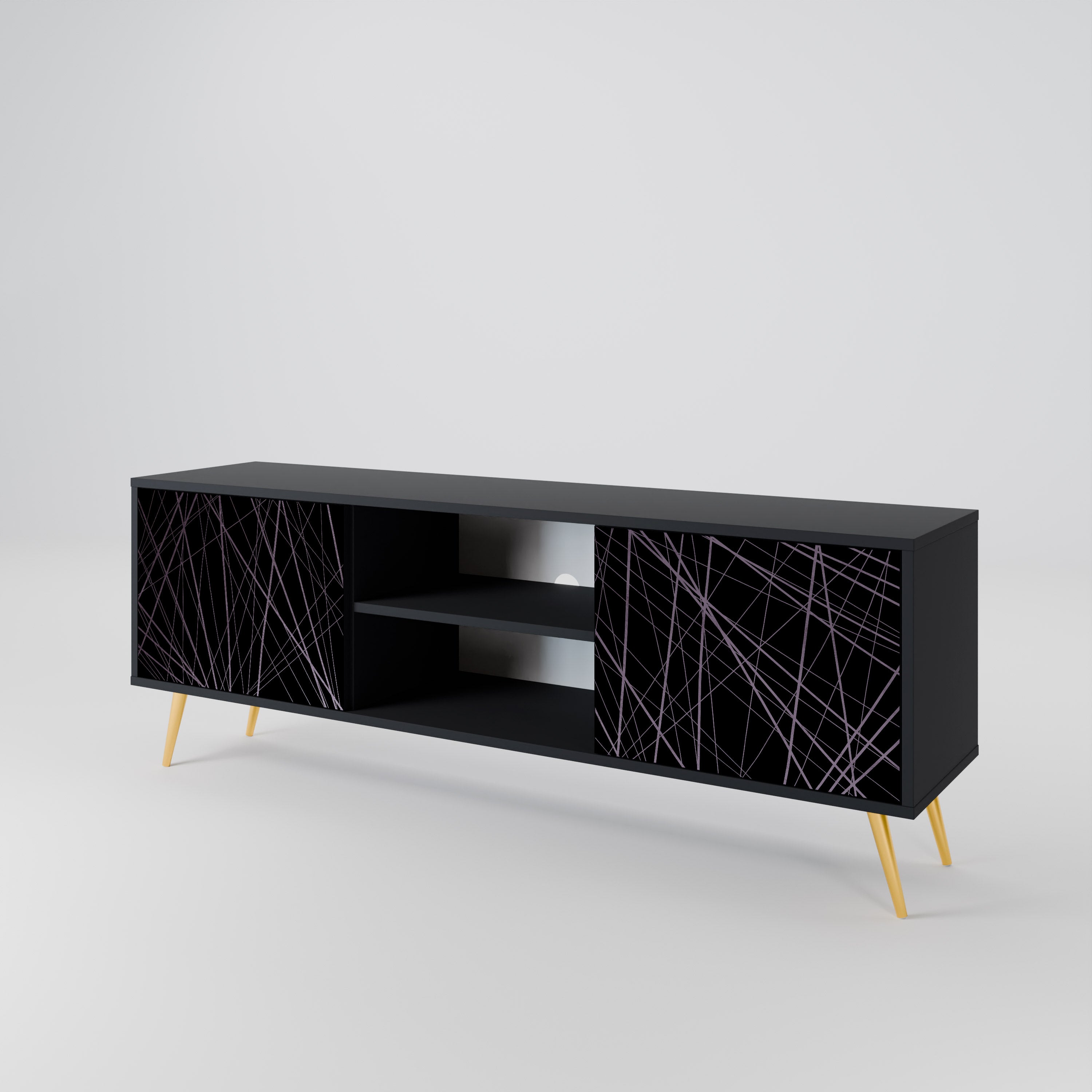 SHIMMER SPIDERGRAM TV-Lowboard mit 2 Türen in Schwarz