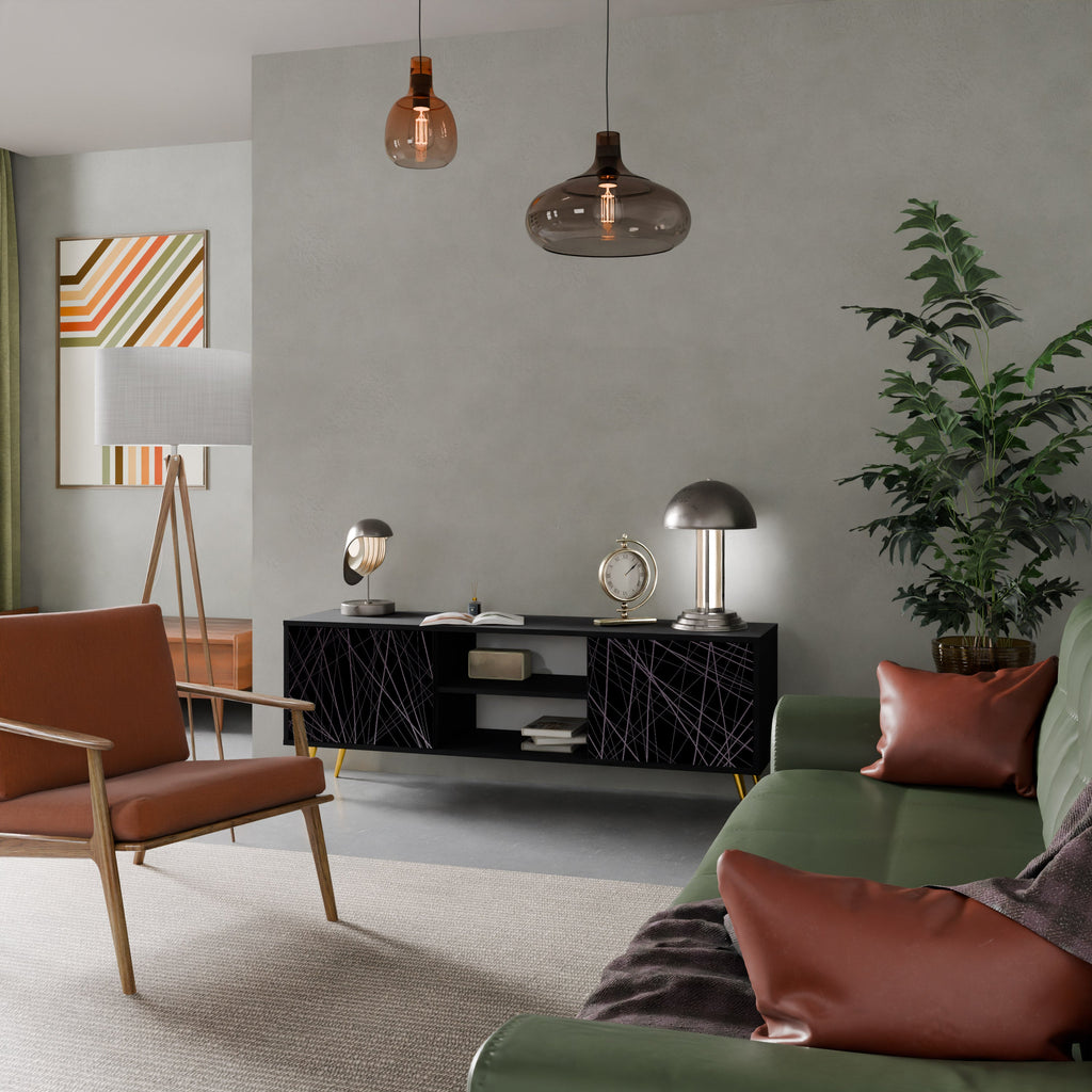 SHIMMER SPIDERGRAM TV-Lowboard mit 2 Türen in Schwarz