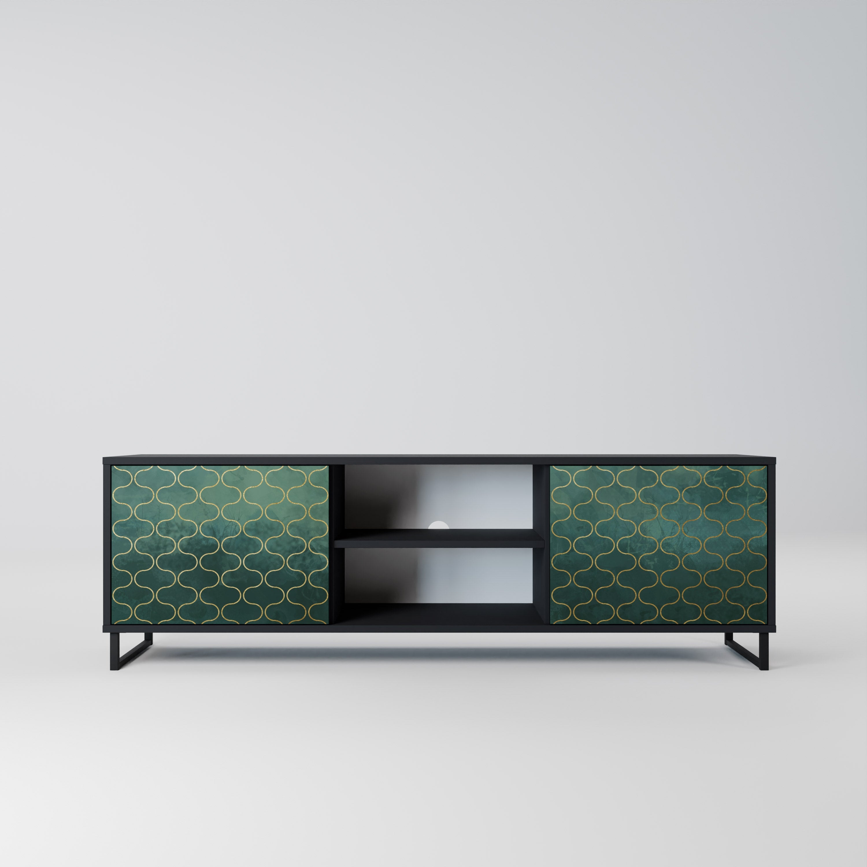 TESSELATED GREENERY TV-Lowboard mit 2 Türen in Schwarz