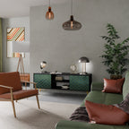 TESSELATED GREENERY TV-Lowboard mit 2 Türen in Schwarz