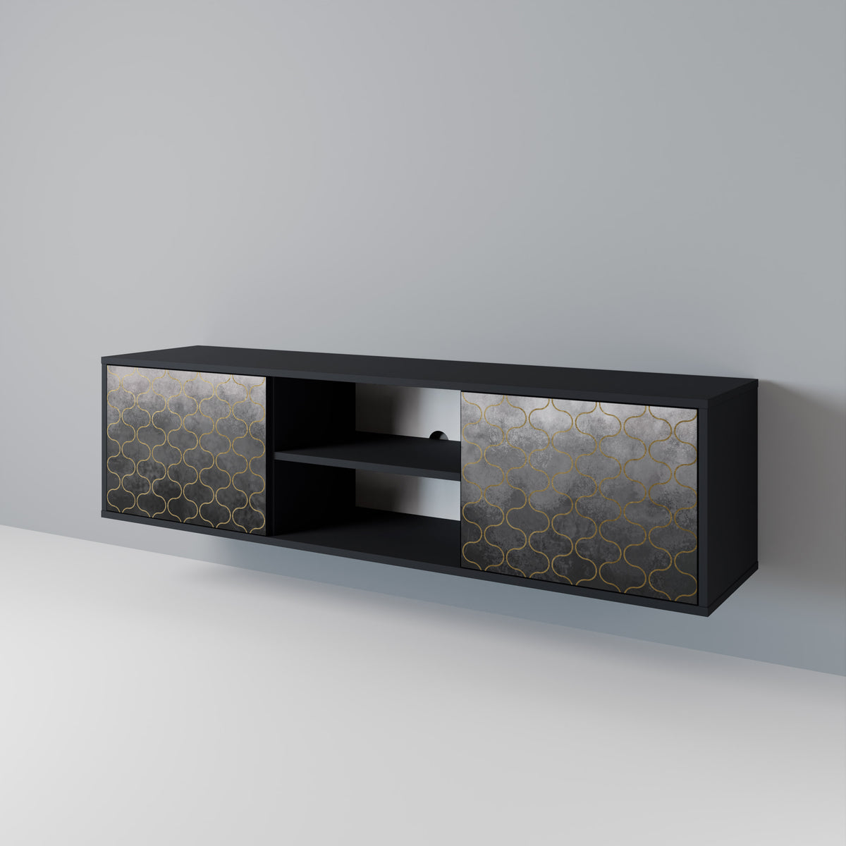 TESSELATED GRAYISH 2-türiges TV-Lowboard