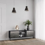 TESSELATED GRAYISH TV-Lowboard mit 2 Türen in Schwarz