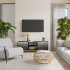 TESSELATED GRAYISH TV-Lowboard mit 2 Türen in Schwarz