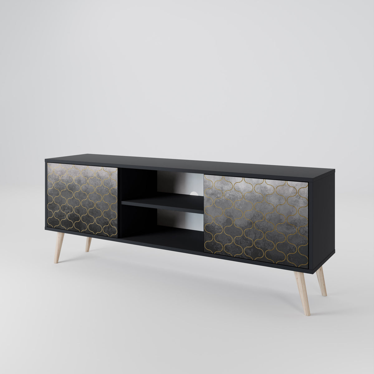 TESSELATED GRAYISH 2-türiges TV-Lowboard
