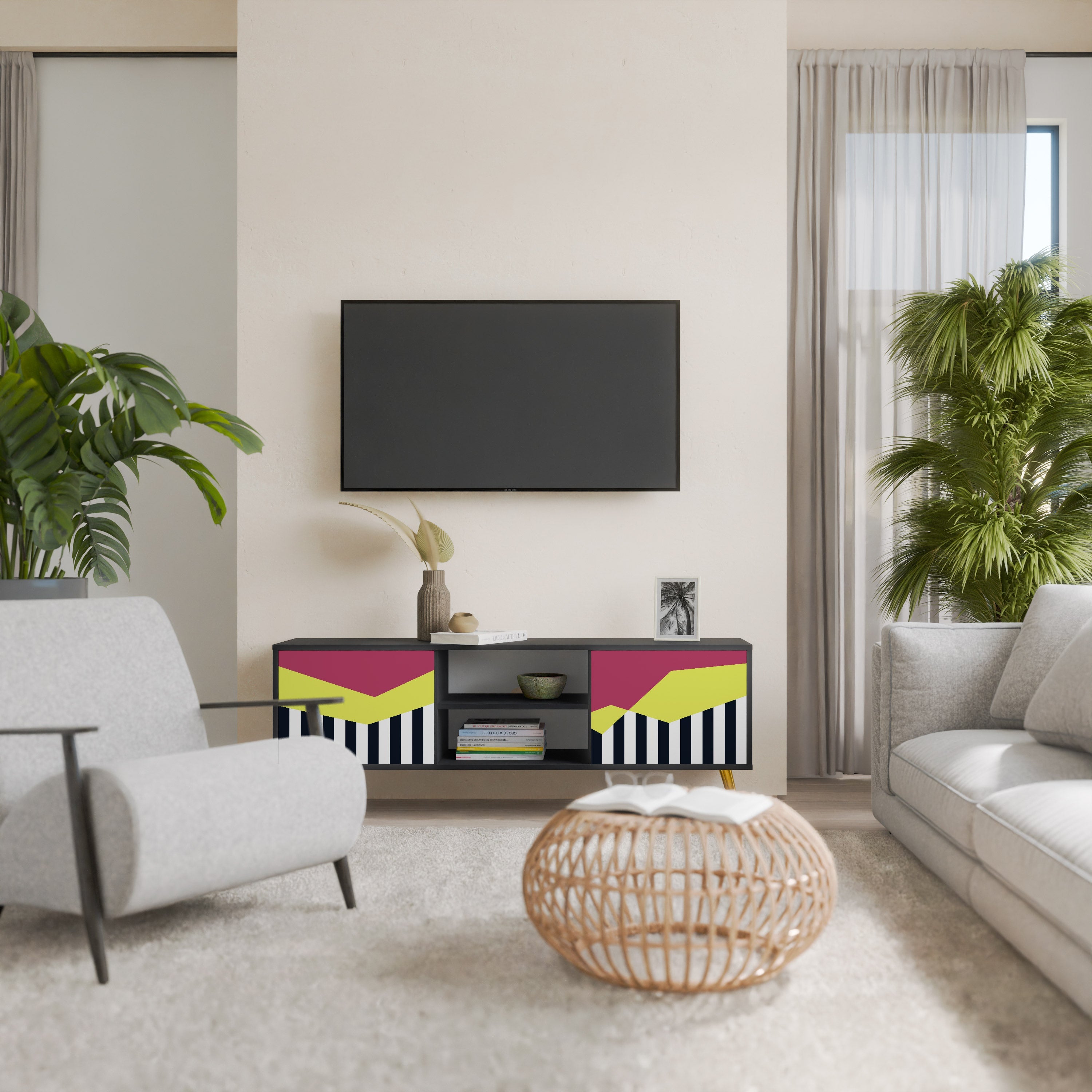 PIANO FANTASY TV-Lowboard mit 2 Türen in Schwarz