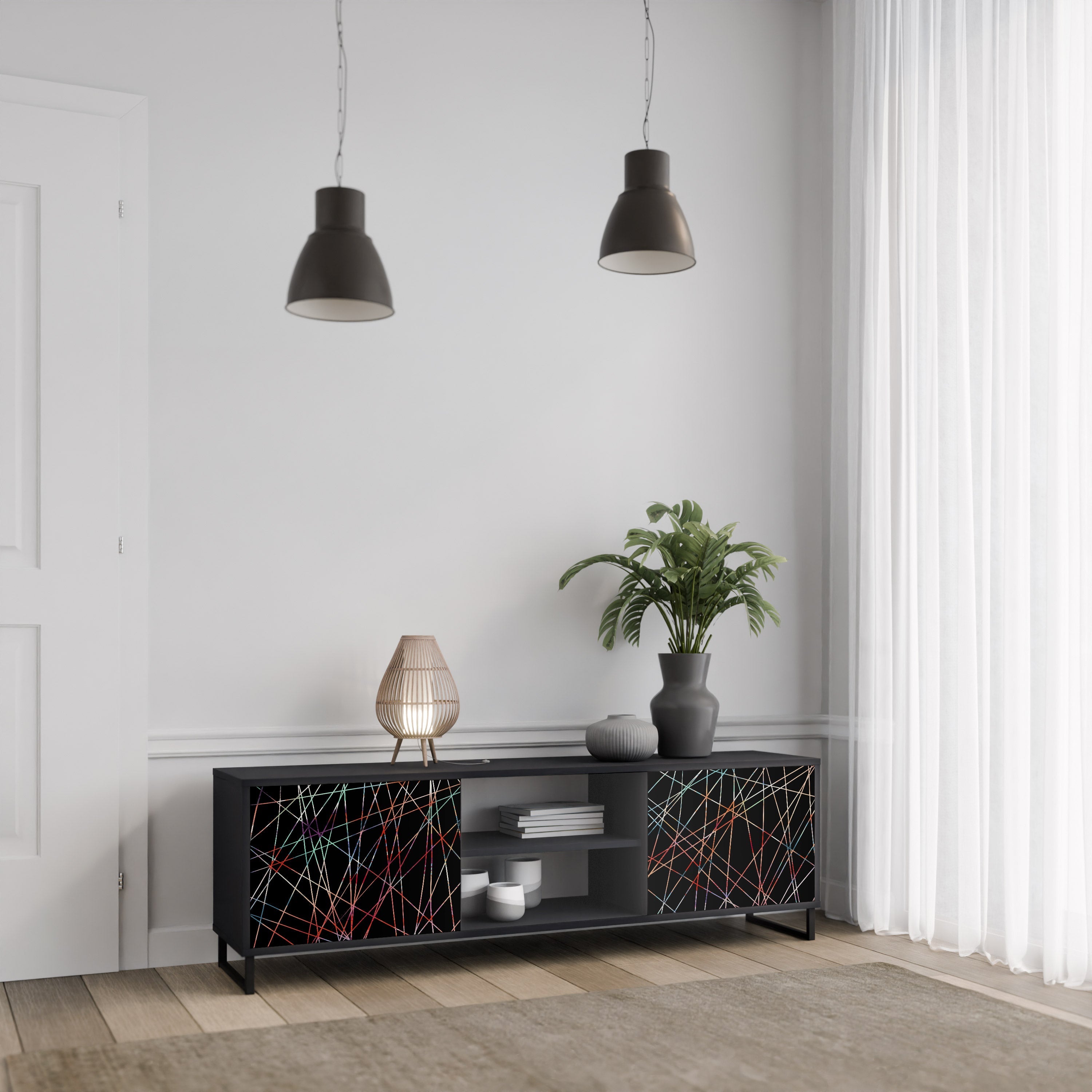 LUMINOUS SNARE TV-Lowboard mit 2 Türen in Schwarz