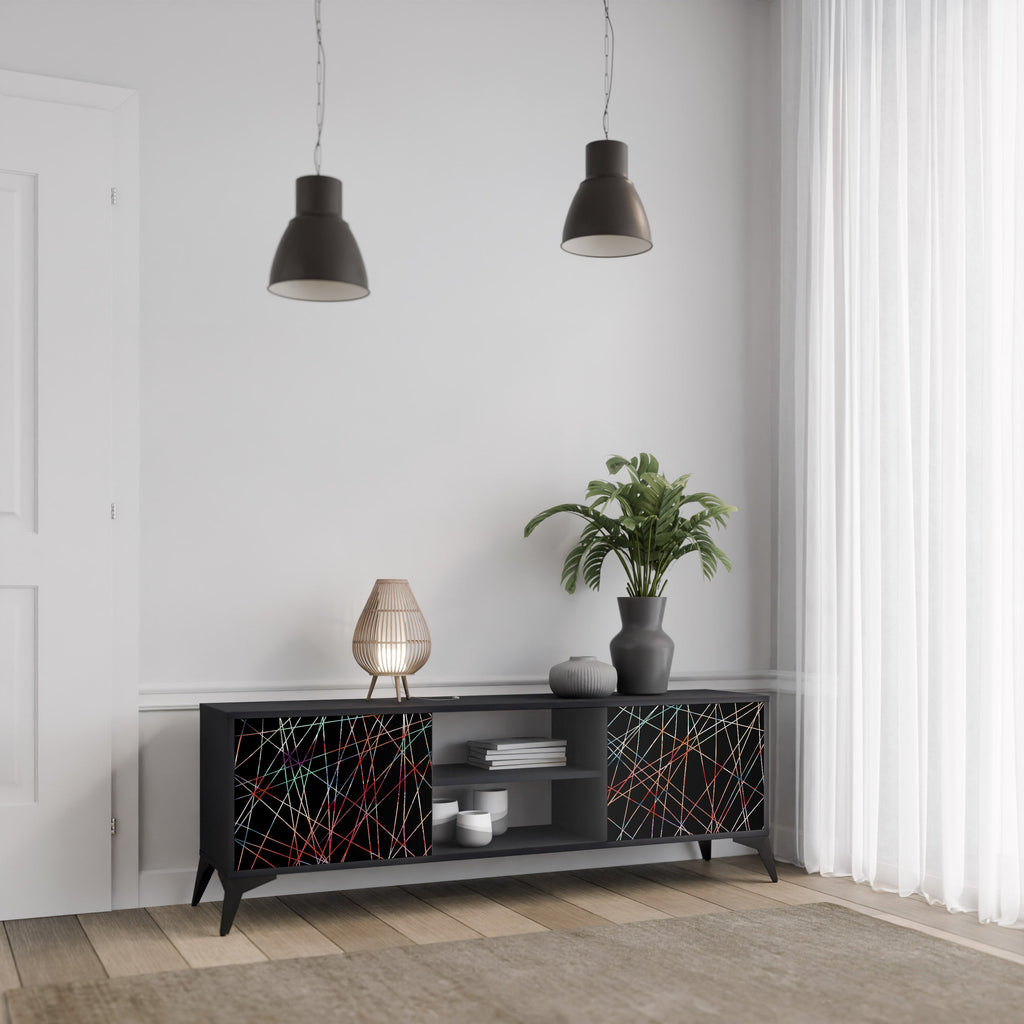 LUMINOUS SNARE TV-Lowboard mit 2 Türen in Schwarz