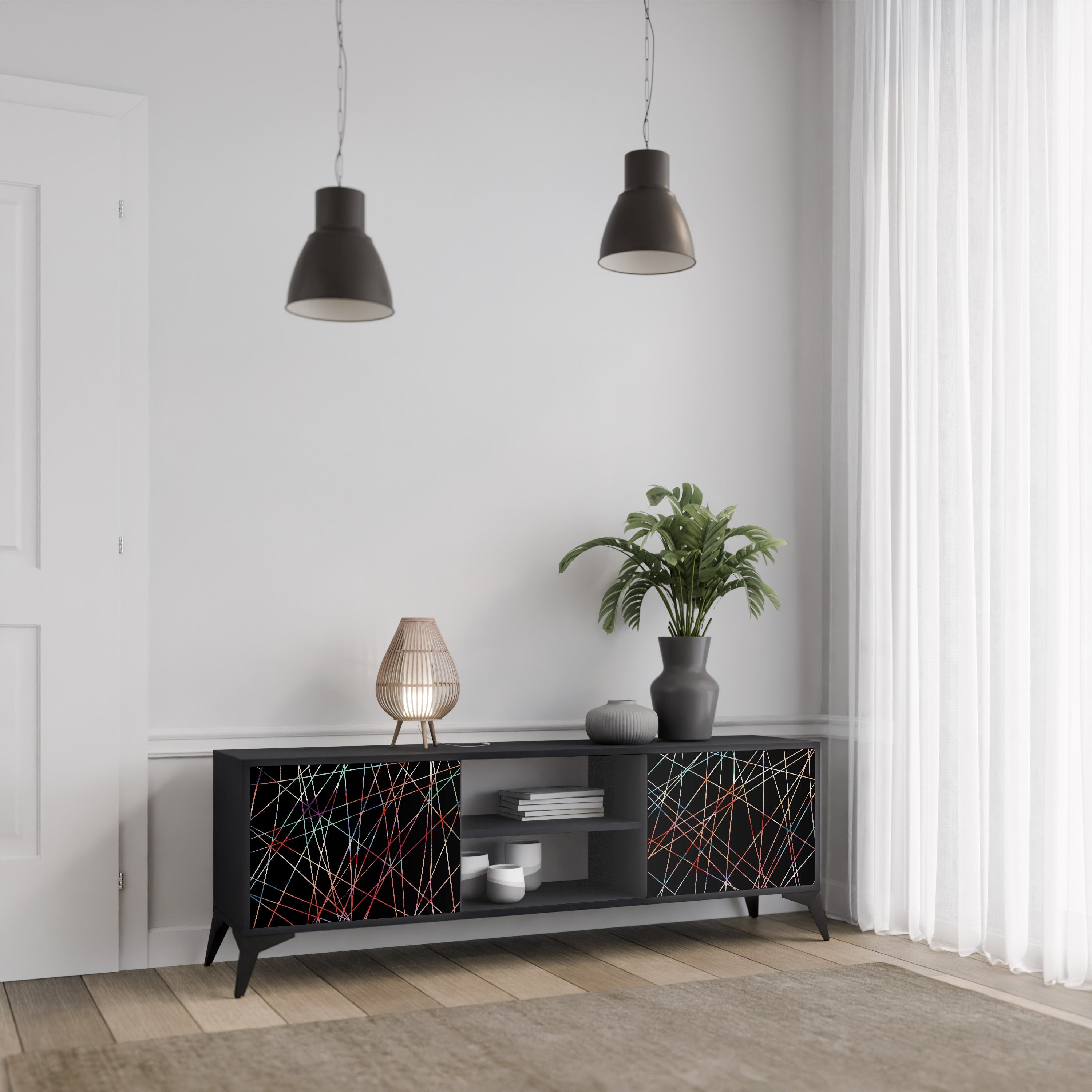 LUMINOUS SNARE TV-Lowboard mit 2 Türen in Schwarz