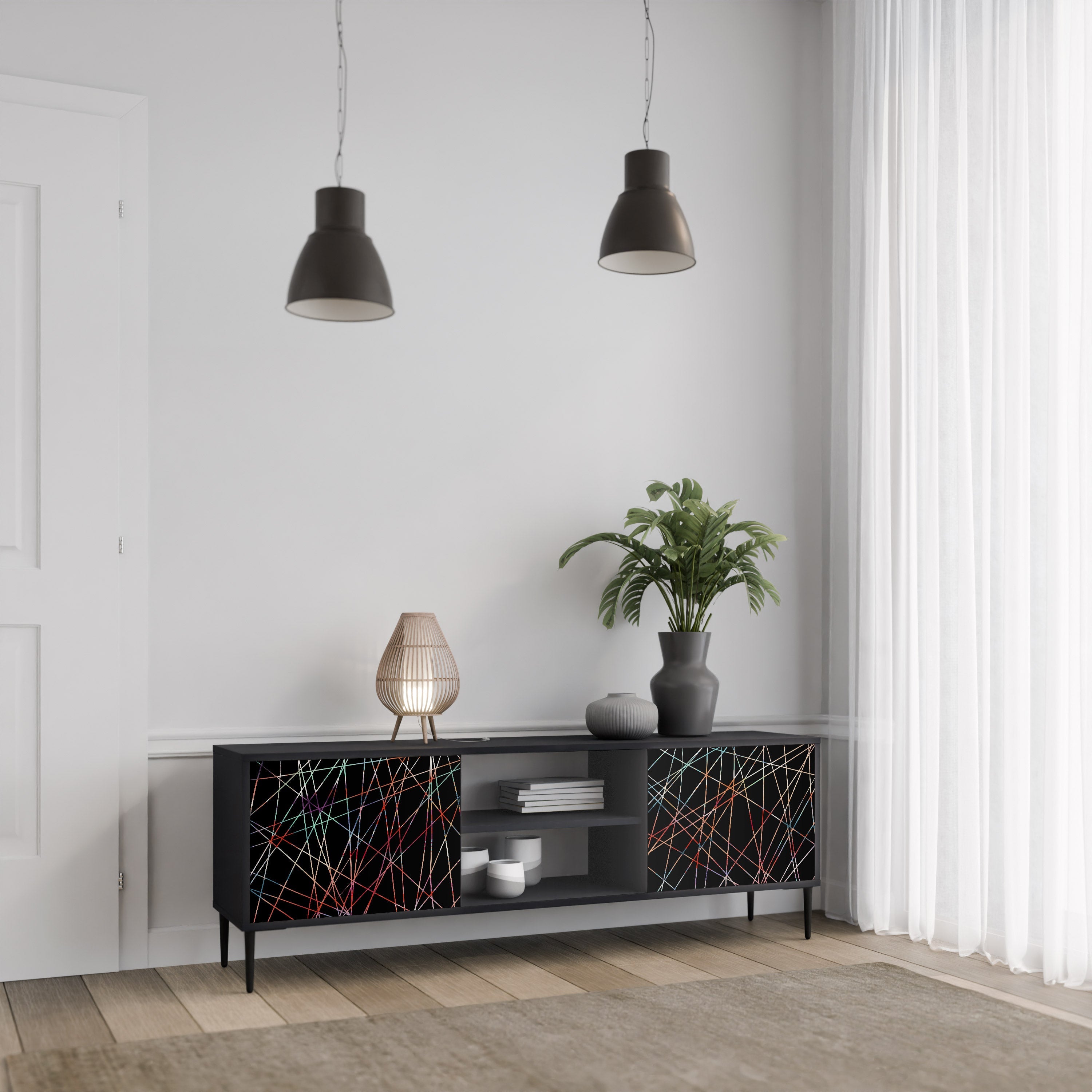 LUMINOUS SNARE TV-Lowboard mit 2 Türen in Schwarz