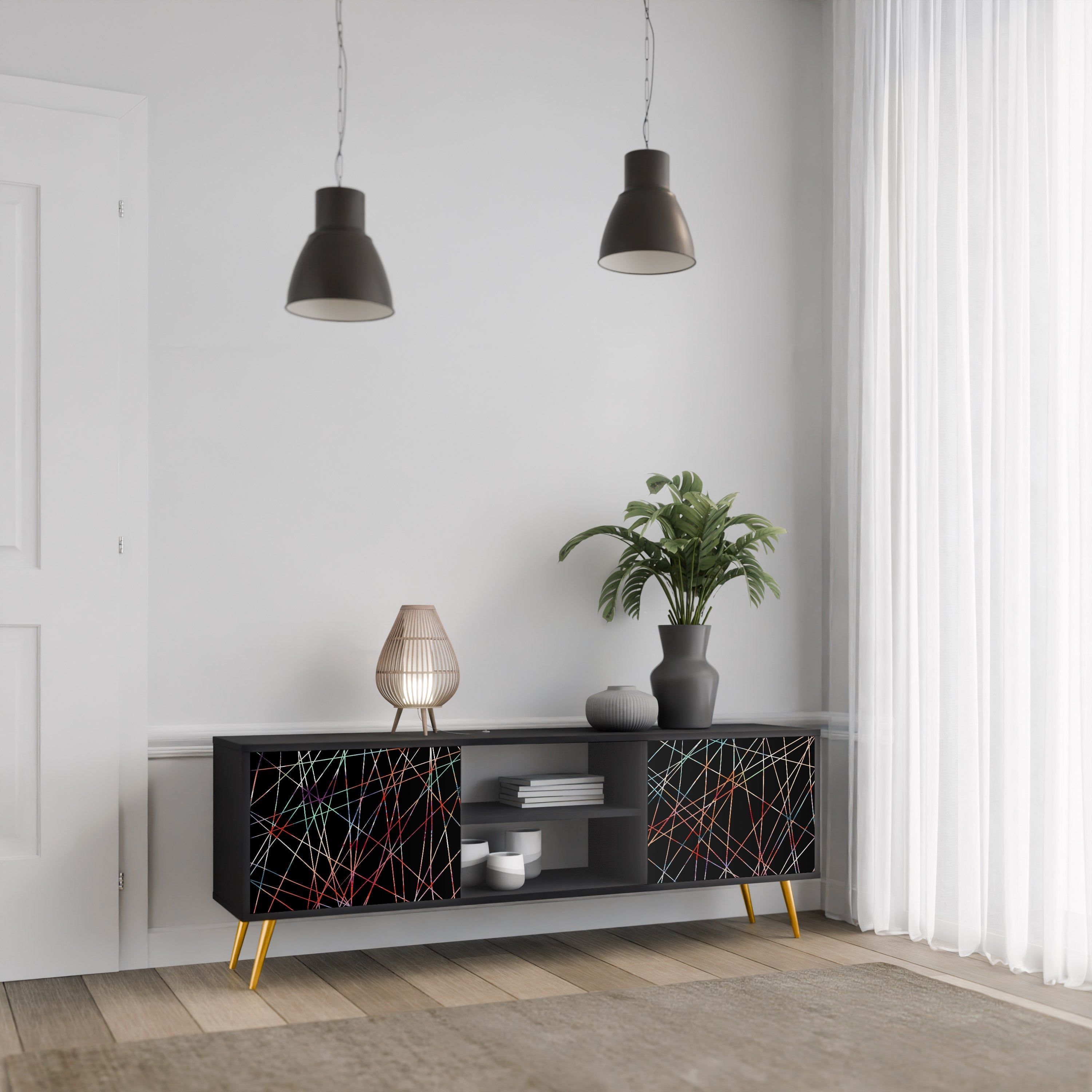 LUMINOUS SNARE TV-Lowboard mit 2 Türen in Schwarz