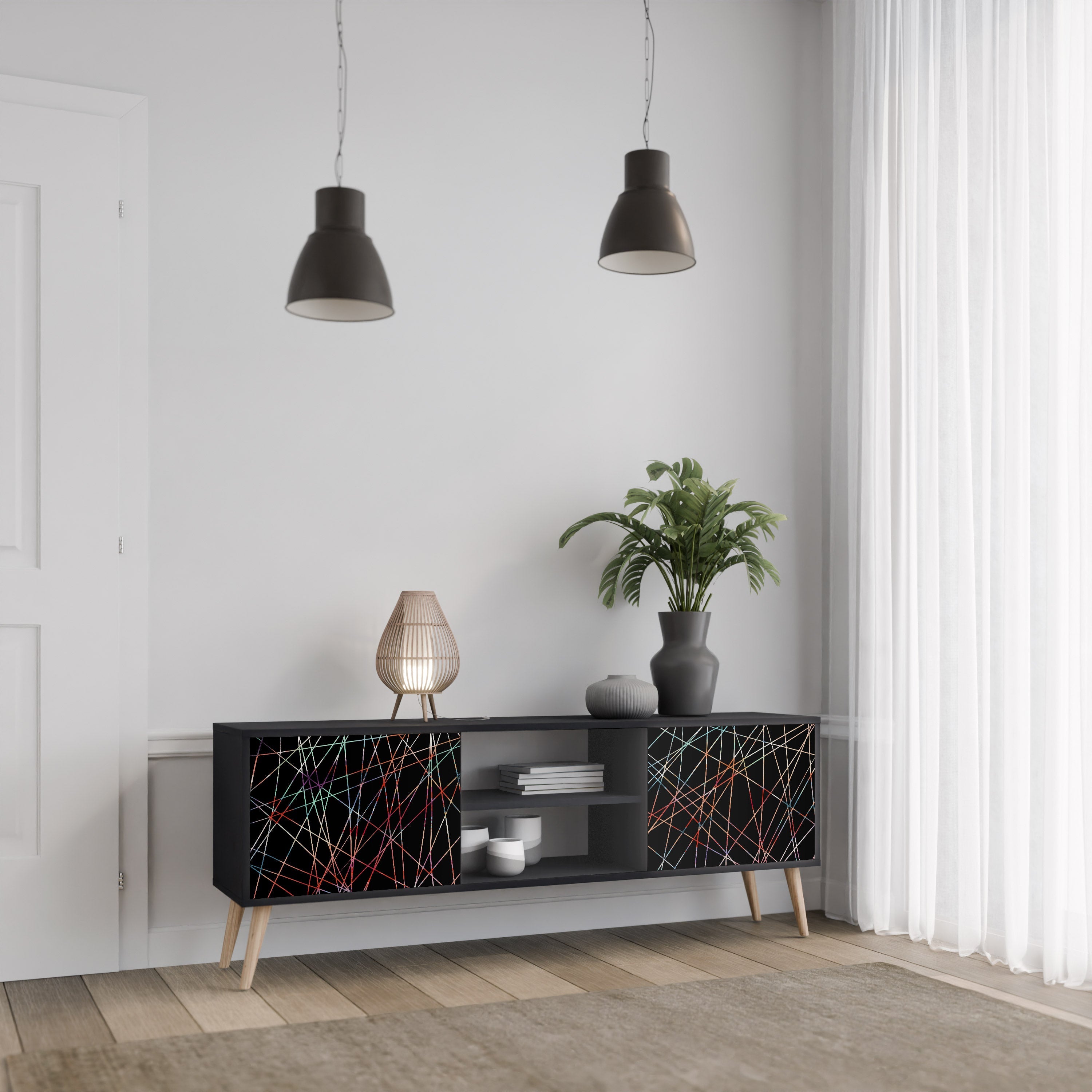 LUMINOUS SNARE TV-Lowboard mit 2 Türen in Schwarz