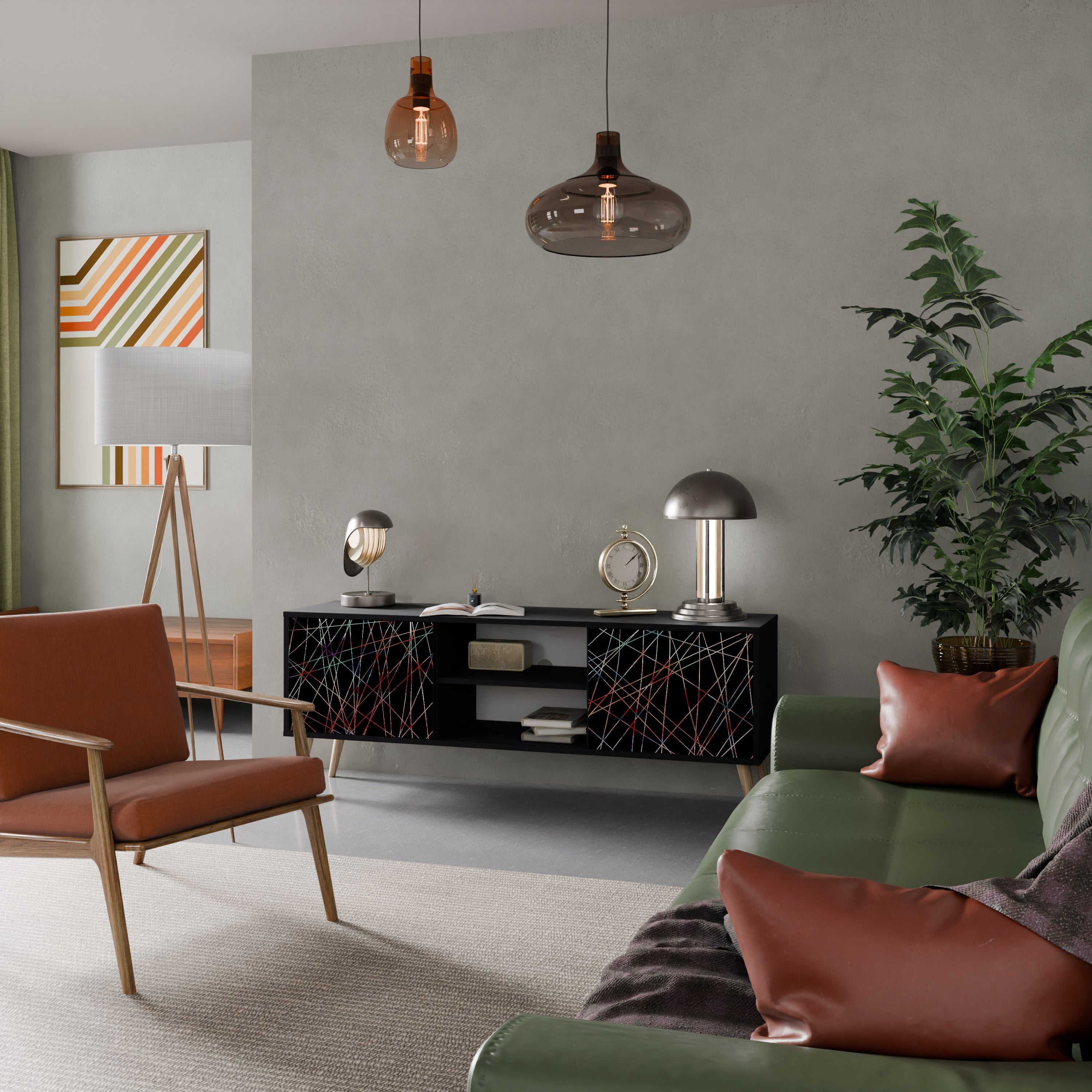 LUMINOUS SNARE TV-Lowboard mit 2 Türen in Schwarz