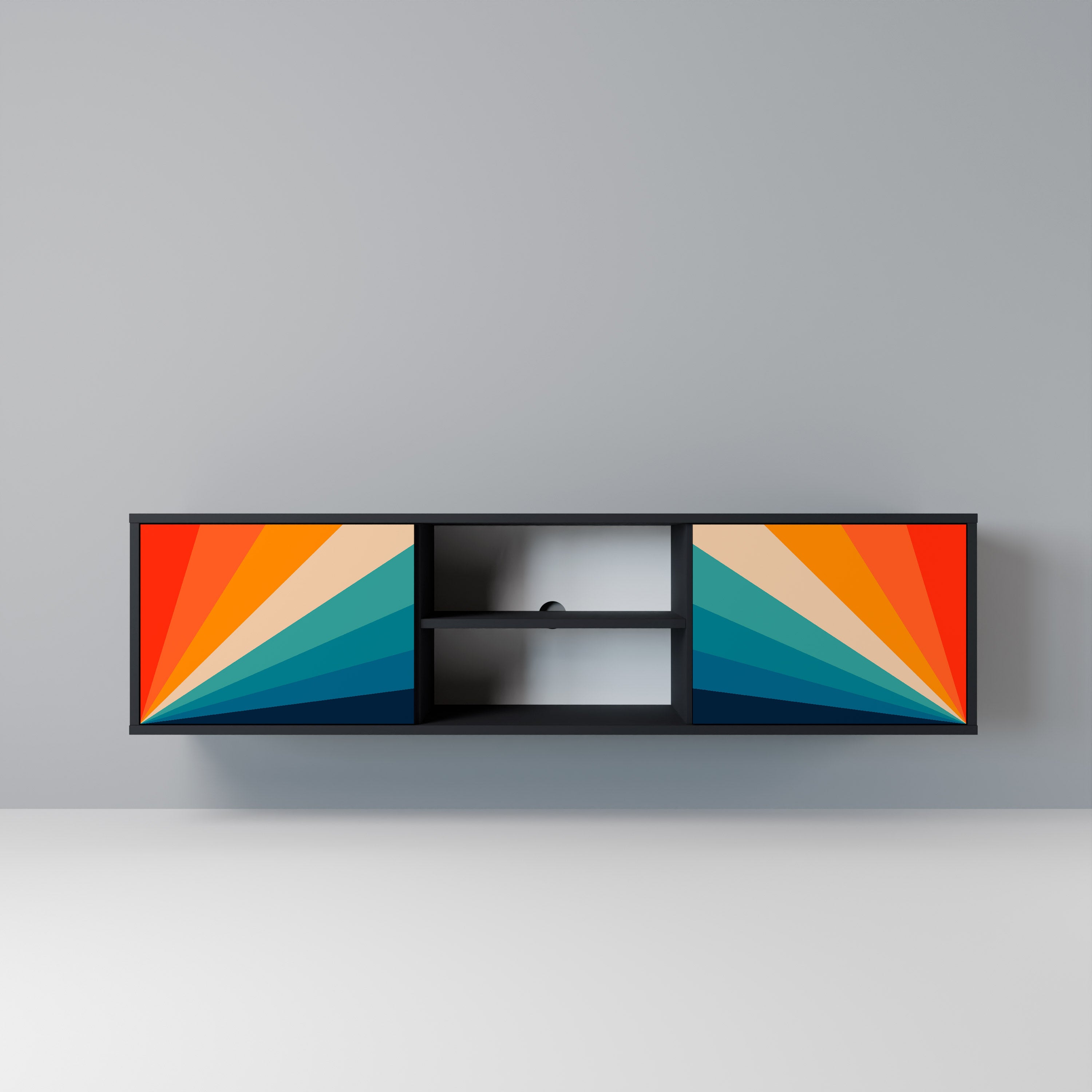 PRISM CONCUSSION TV-Lowboard mit 2 Türen in Schwarz