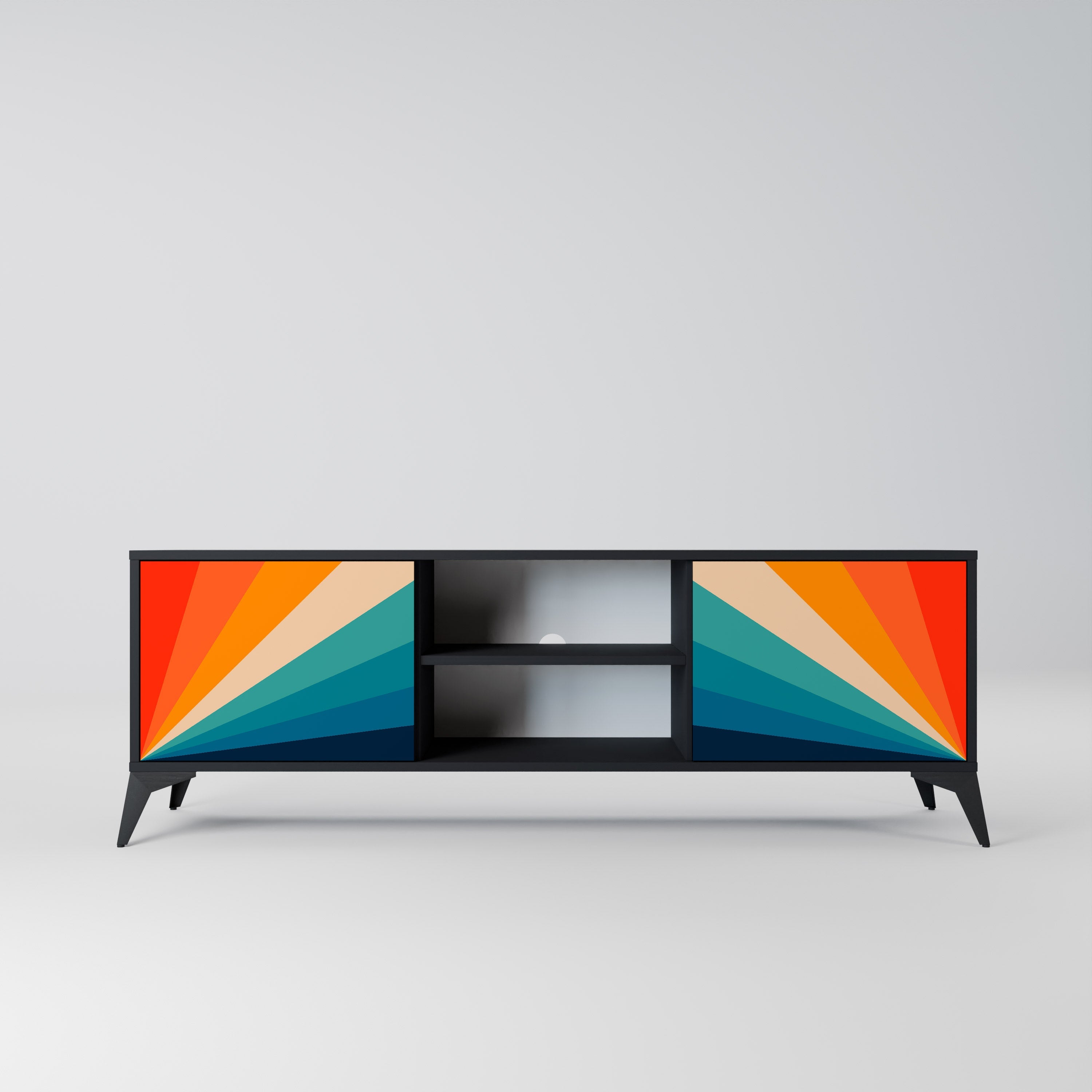 PRISM CONCUSSION TV-Lowboard mit 2 Türen in Schwarz