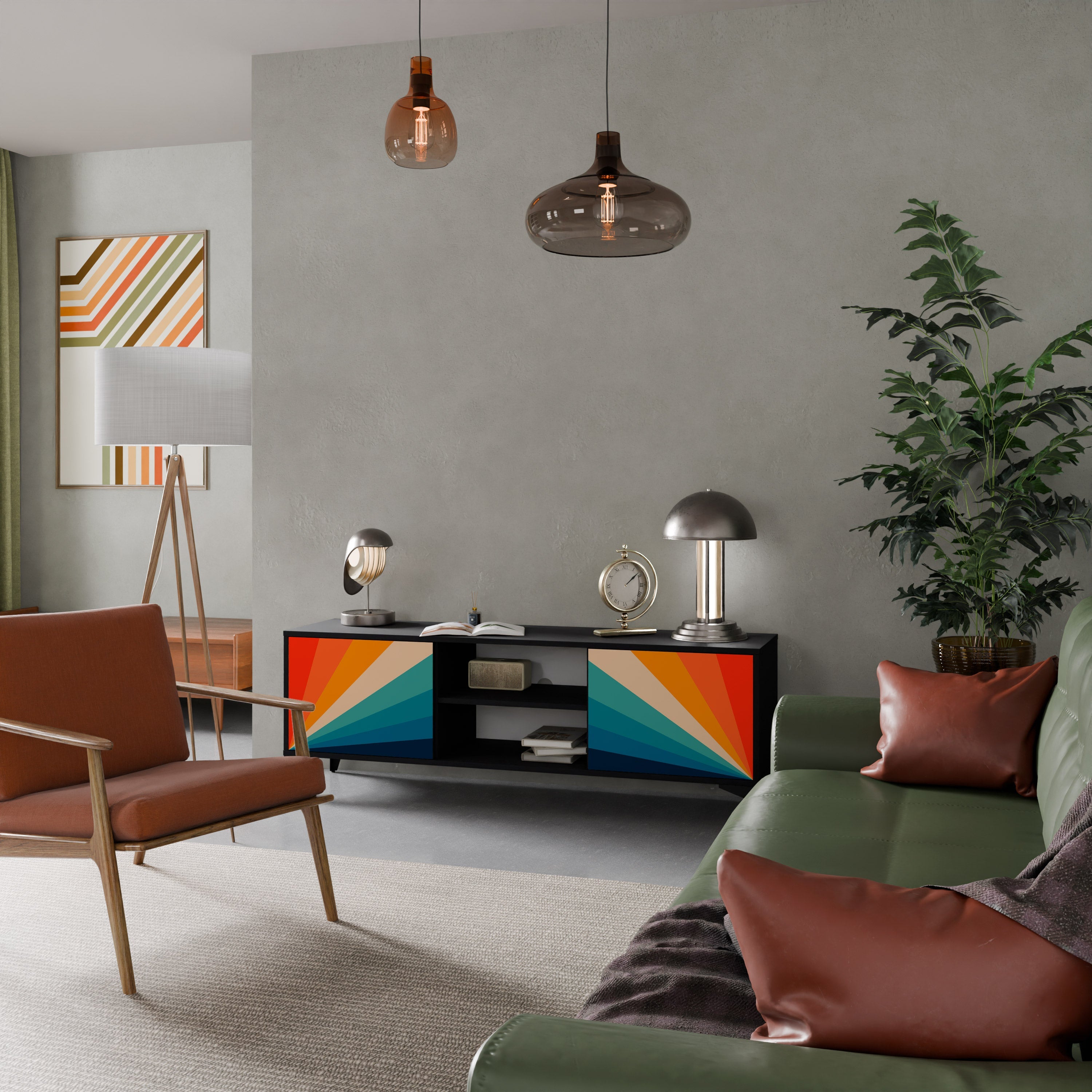 PRISM CONCUSSION TV-Lowboard mit 2 Türen in Schwarz