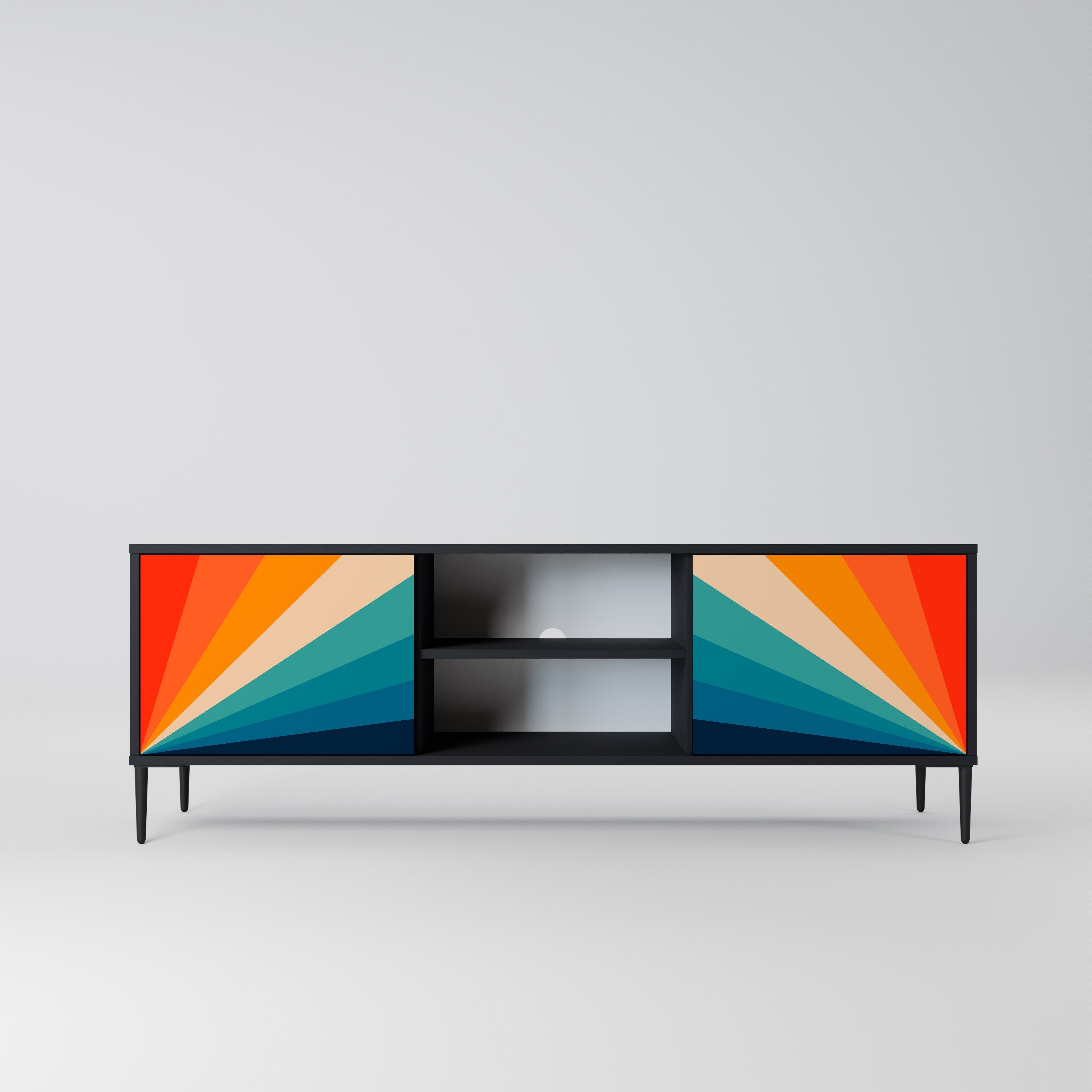 PRISM CONCUSSION TV-Lowboard mit 2 Türen in Schwarz