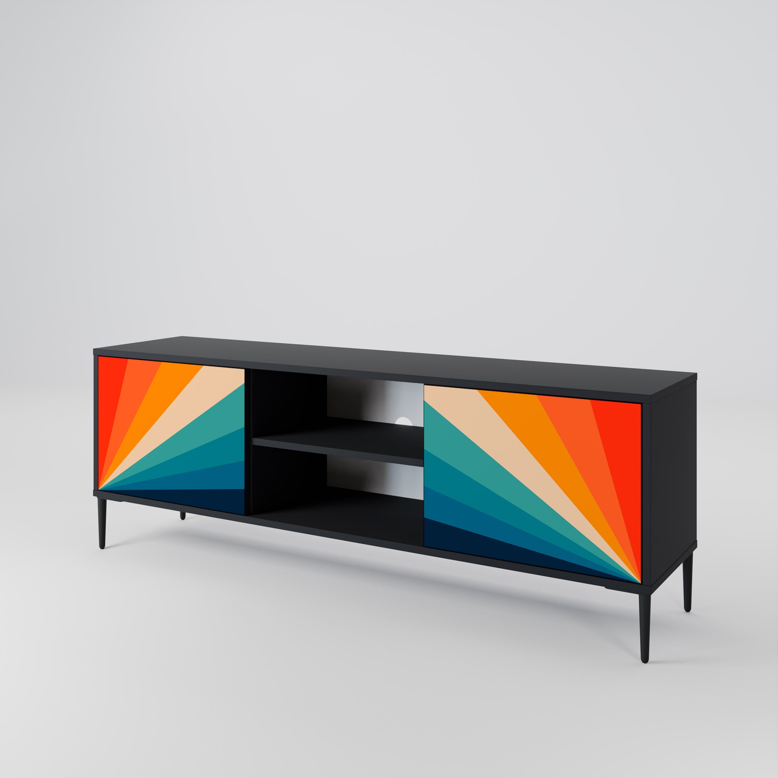 PRISM CONCUSSION TV-Lowboard mit 2 Türen in Schwarz