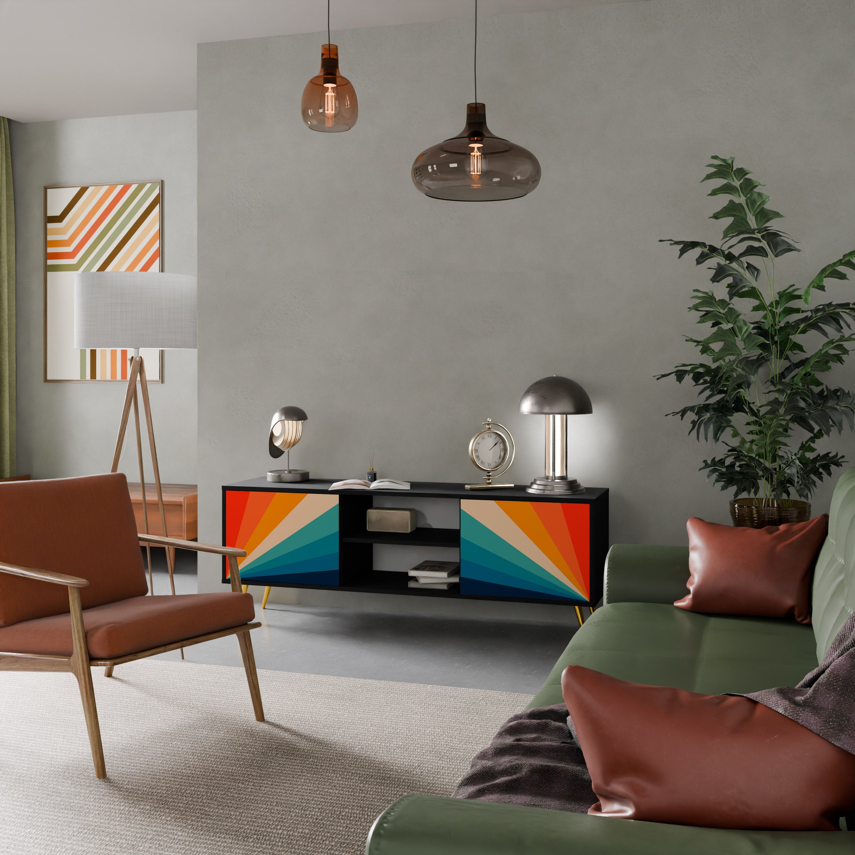 PRISM CONCUSSION TV-Lowboard mit 2 Türen in Schwarz