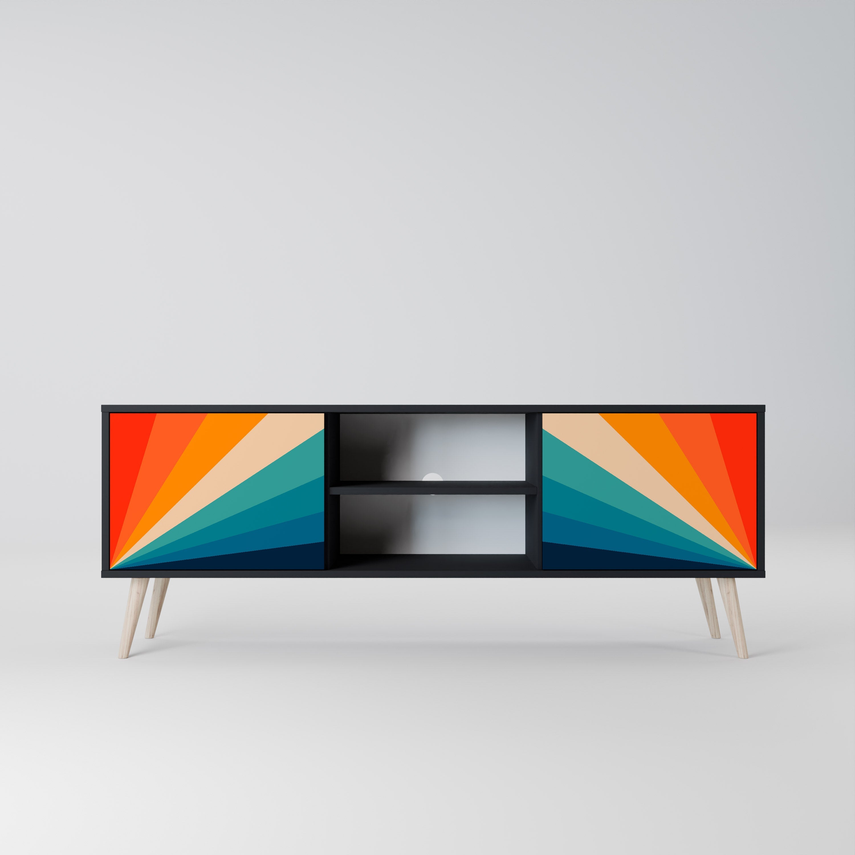 PRISM CONCUSSION TV-Lowboard mit 2 Türen in Schwarz