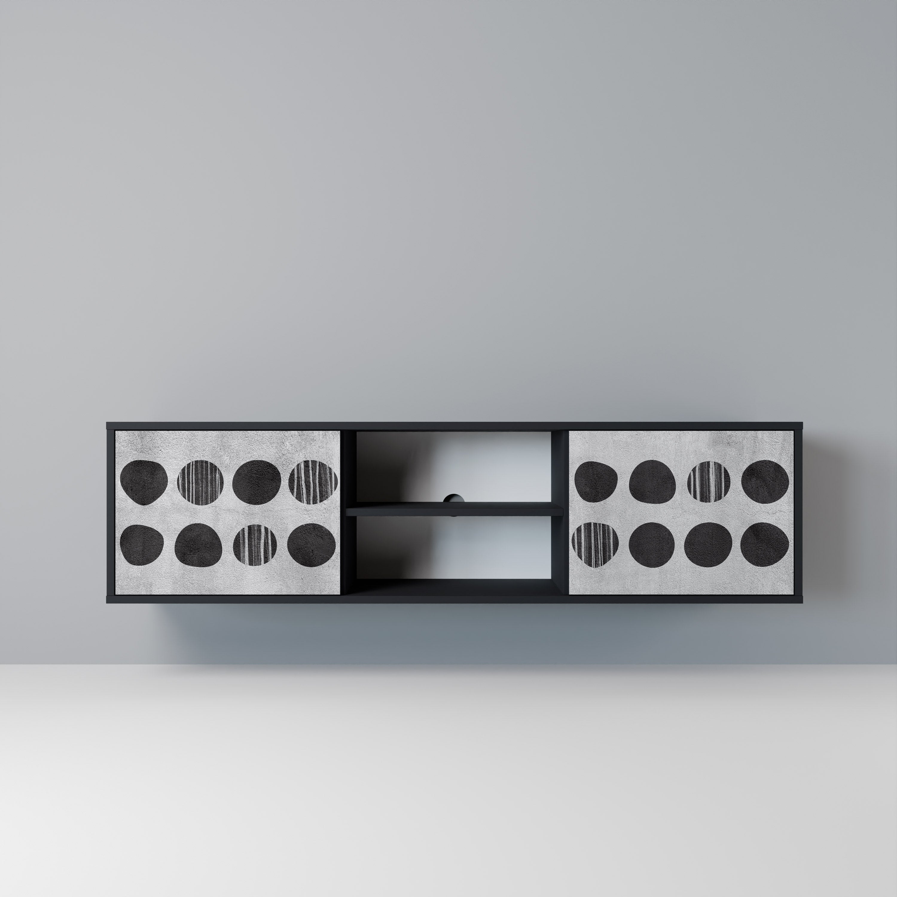 GHOSTLY GRADIENTS TV-Lowboard mit 2 Türen in Schwarz