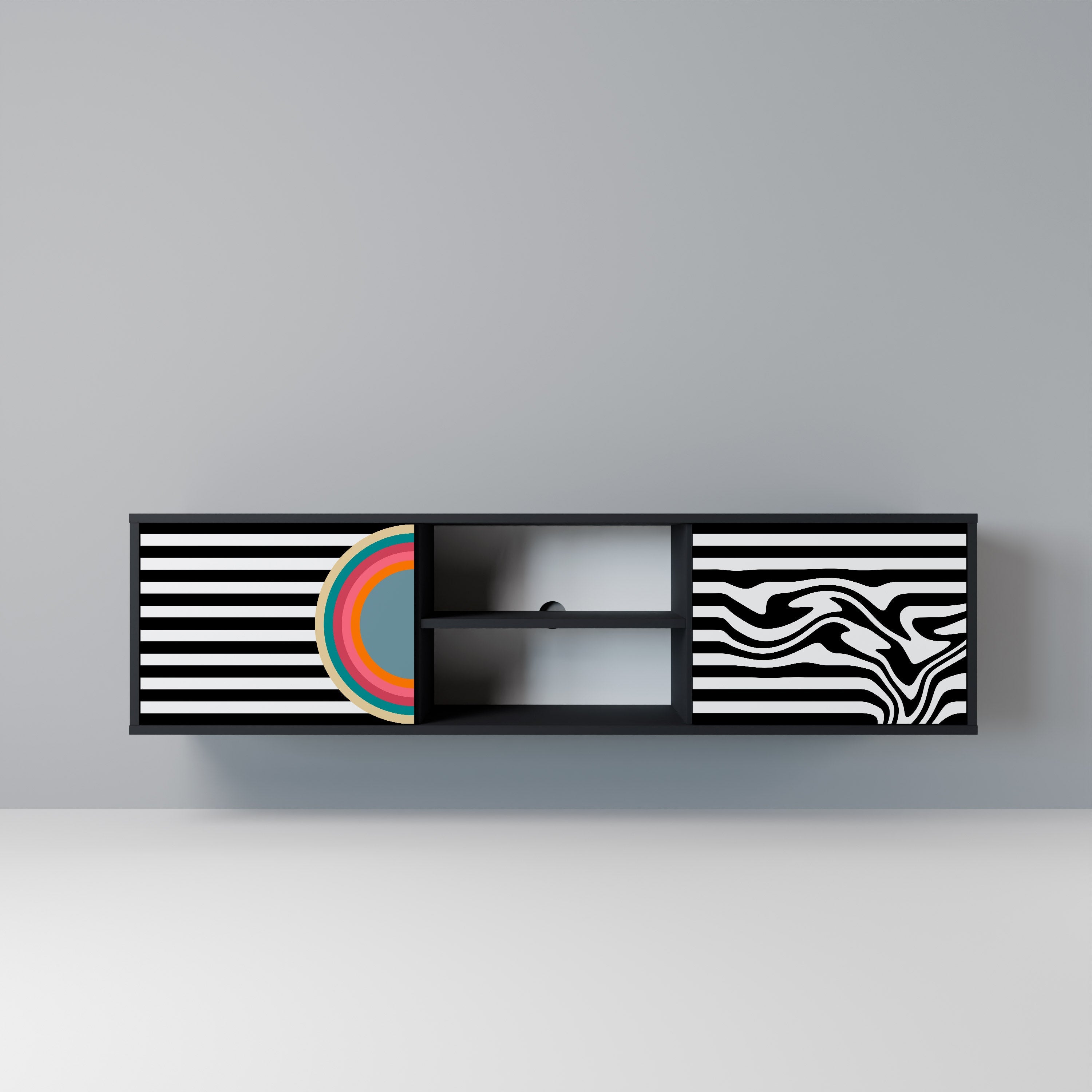 SPECTRA SHOWCASE TV-Lowboard mit 2 Türen in Schwarz