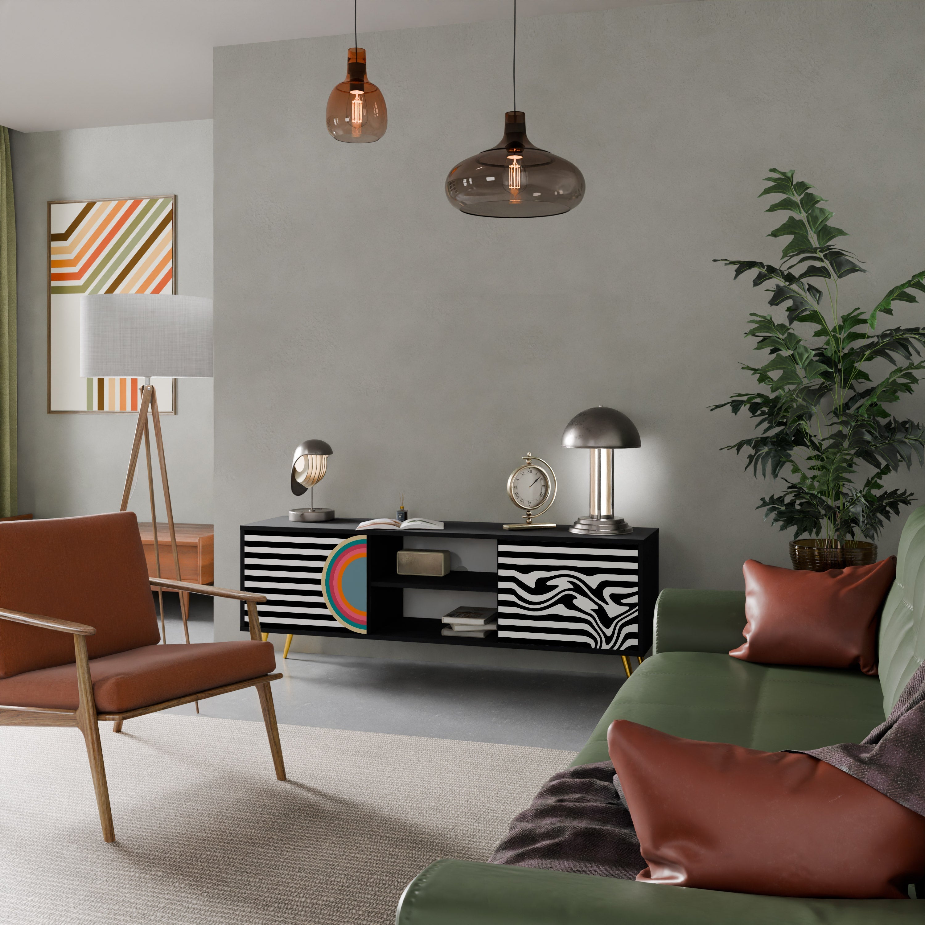 SPECTRA SHOWCASE TV-Lowboard mit 2 Türen in Schwarz