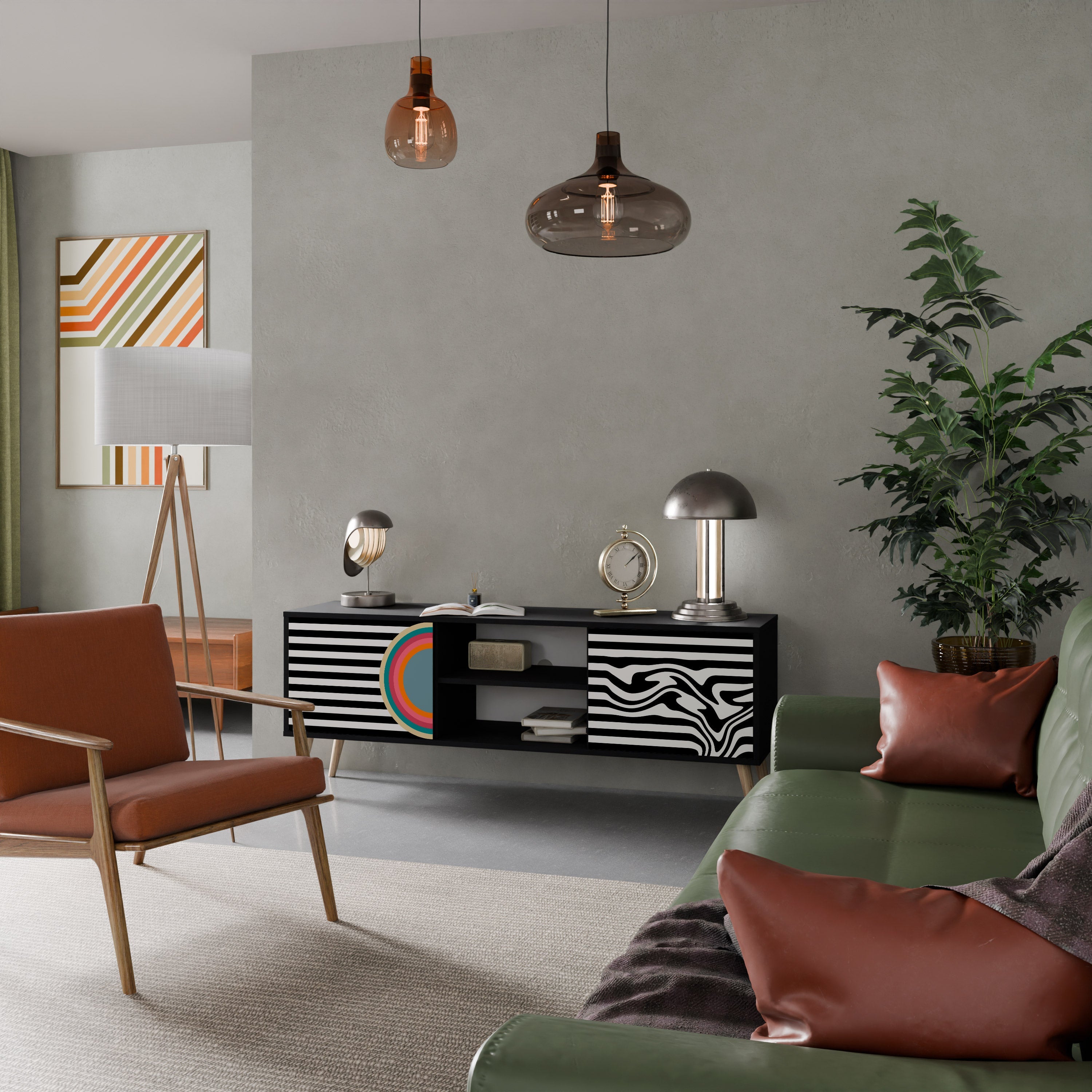 SPECTRA SHOWCASE TV-Lowboard mit 2 Türen in Schwarz