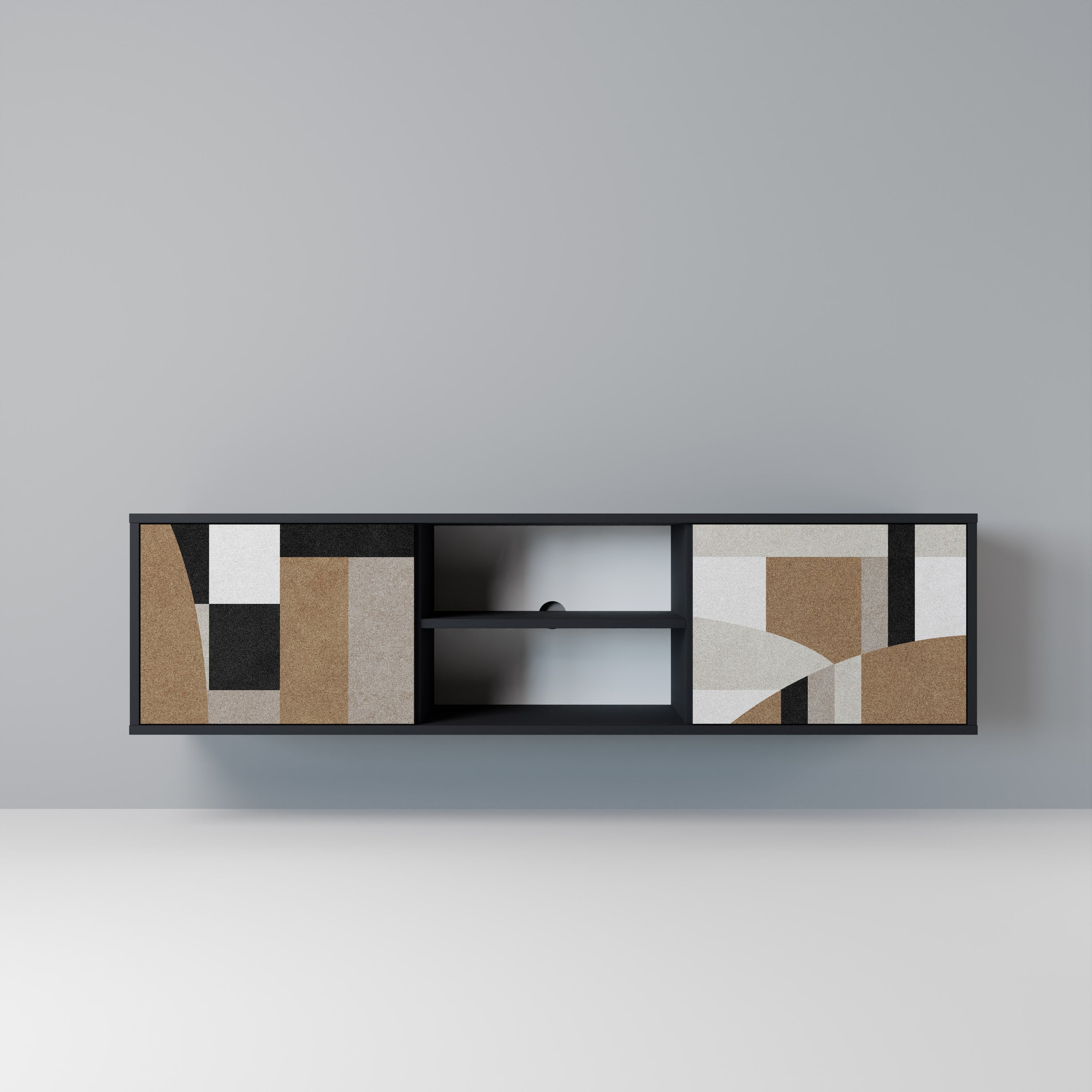 DELICATE MEMENTO TV-Lowboard mit 2 Türen in Schwarz
