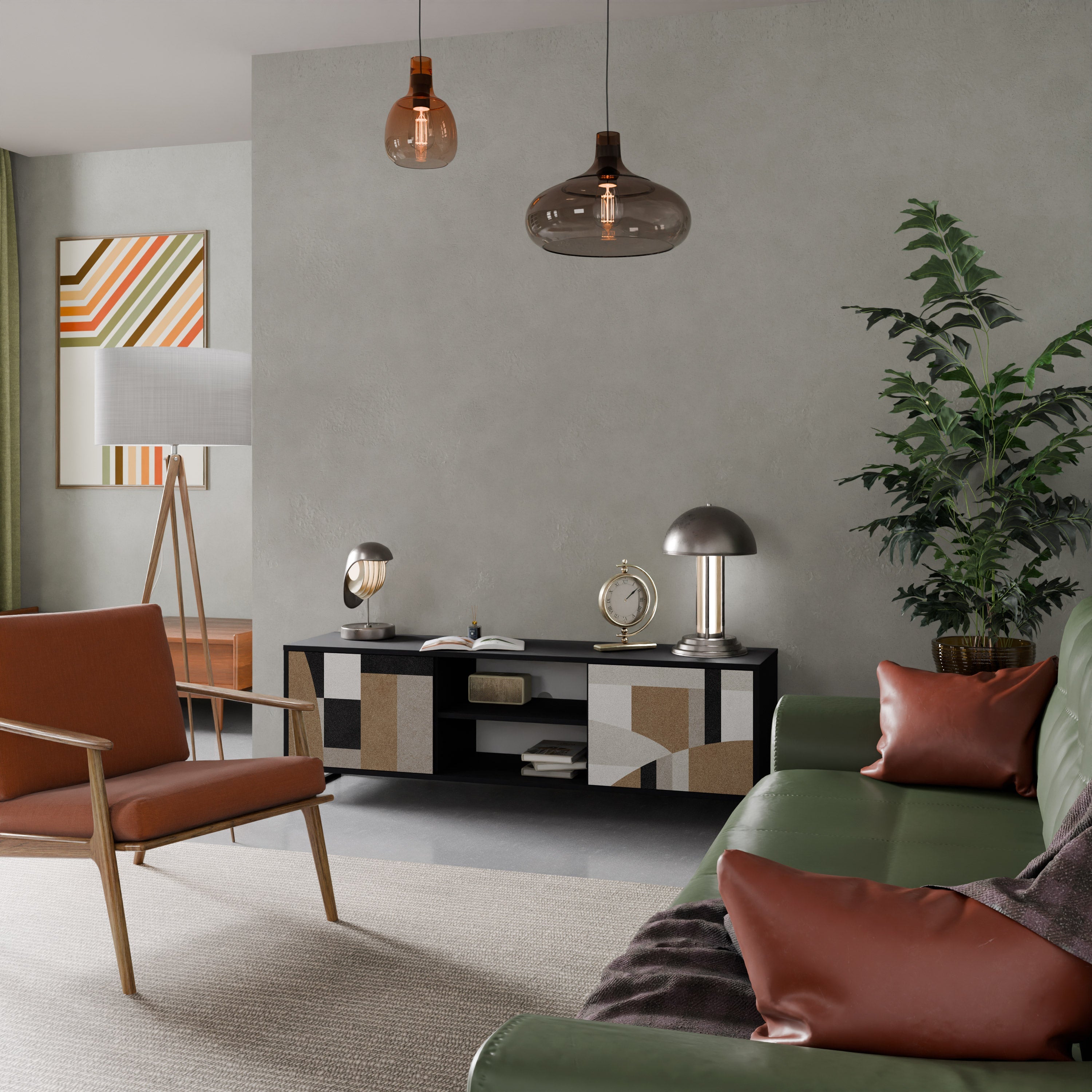 DELICATE MEMENTO TV-Lowboard mit 2 Türen in Schwarz