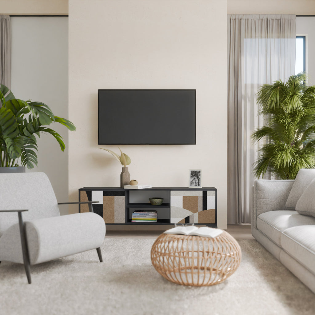 DELICATE MEMENTO TV-Lowboard mit 2 Türen in Schwarz