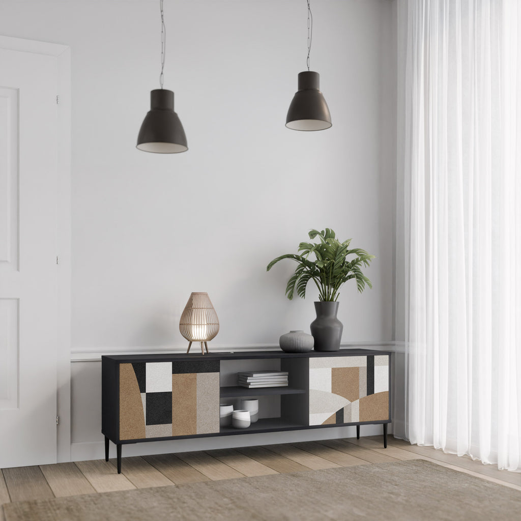 DELICATE MEMENTO TV-Lowboard mit 2 Türen in Schwarz