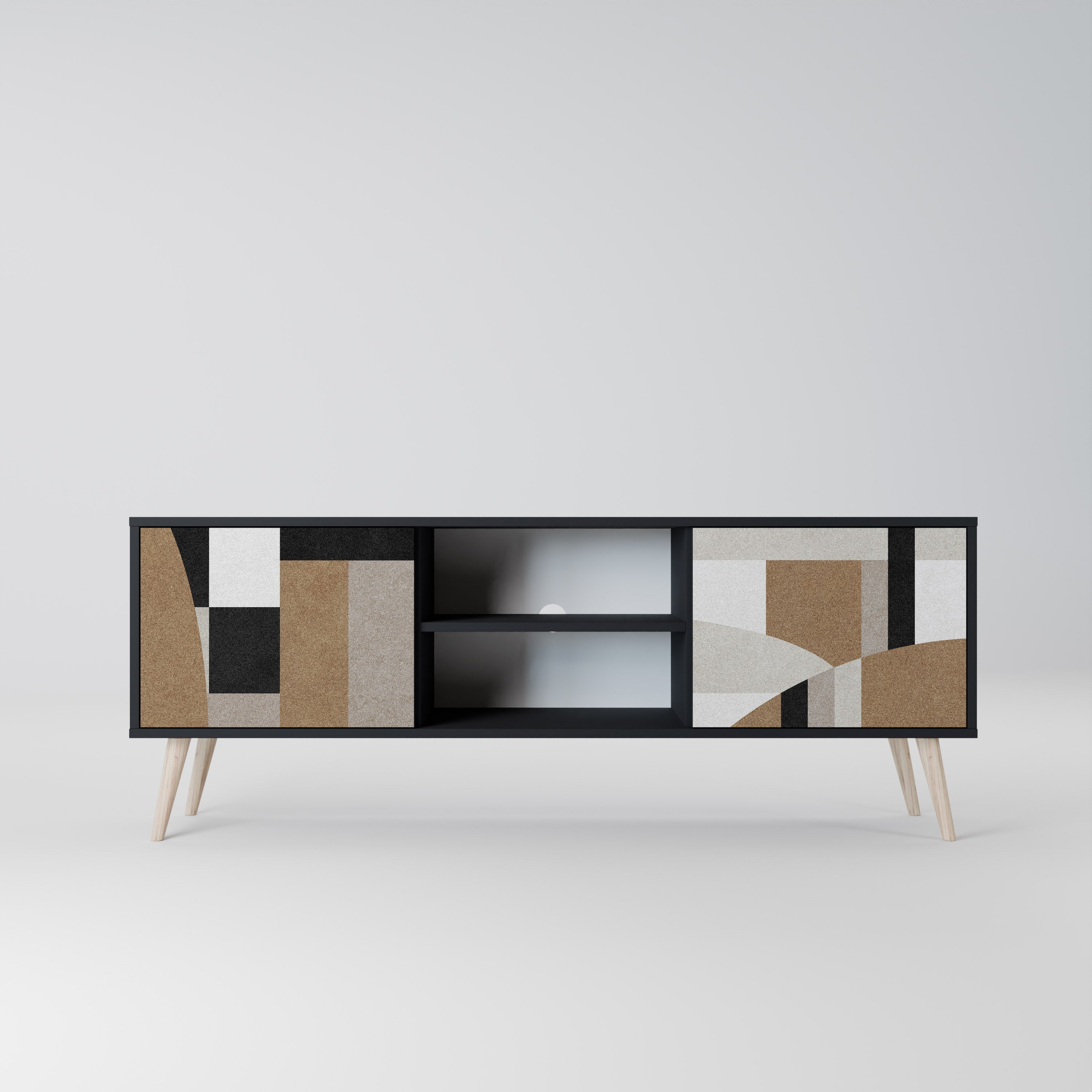 DELICATE MEMENTO TV-Lowboard mit 2 Türen in Schwarz