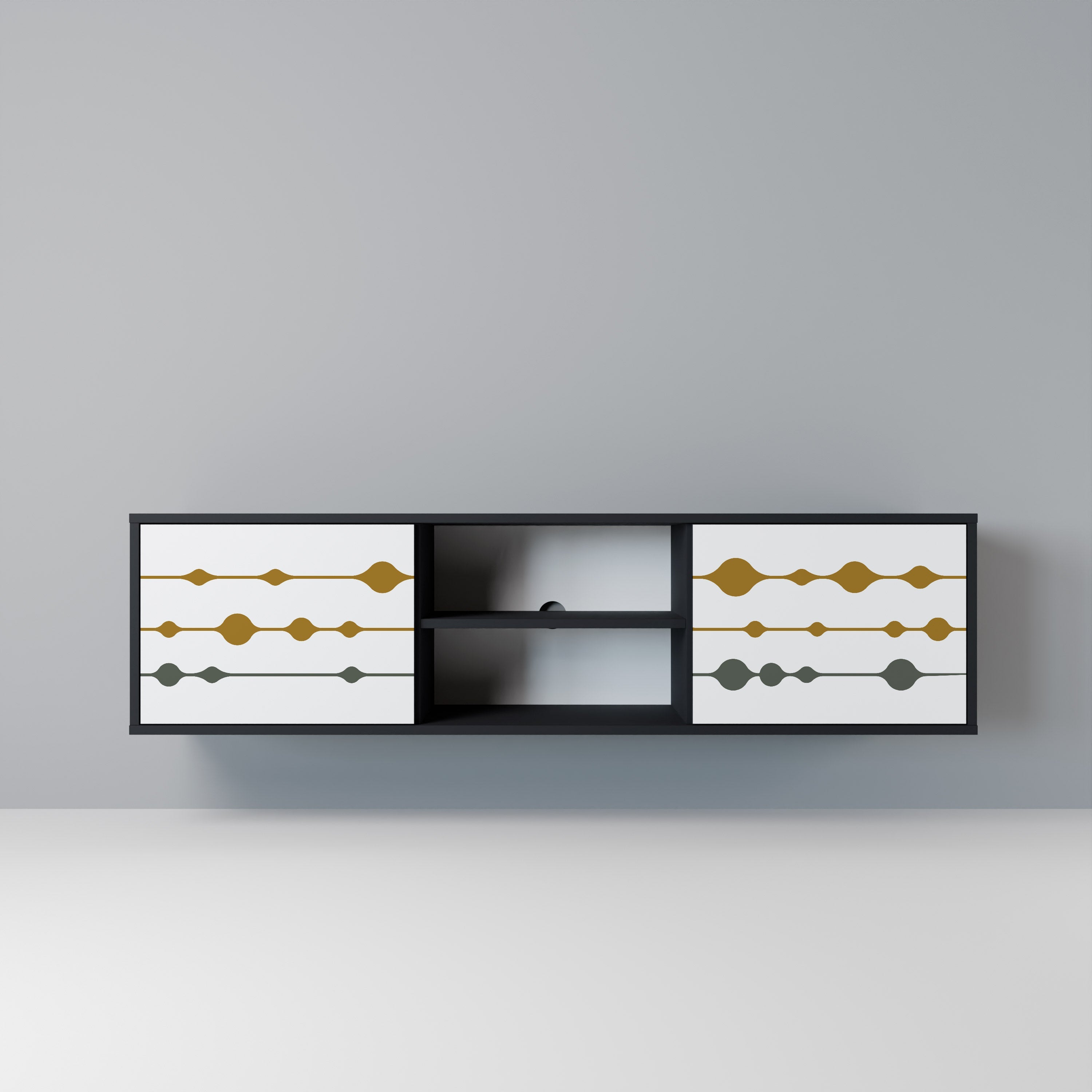 VIVID TONE TV-Lowboard mit 2 Türen in Schwarz