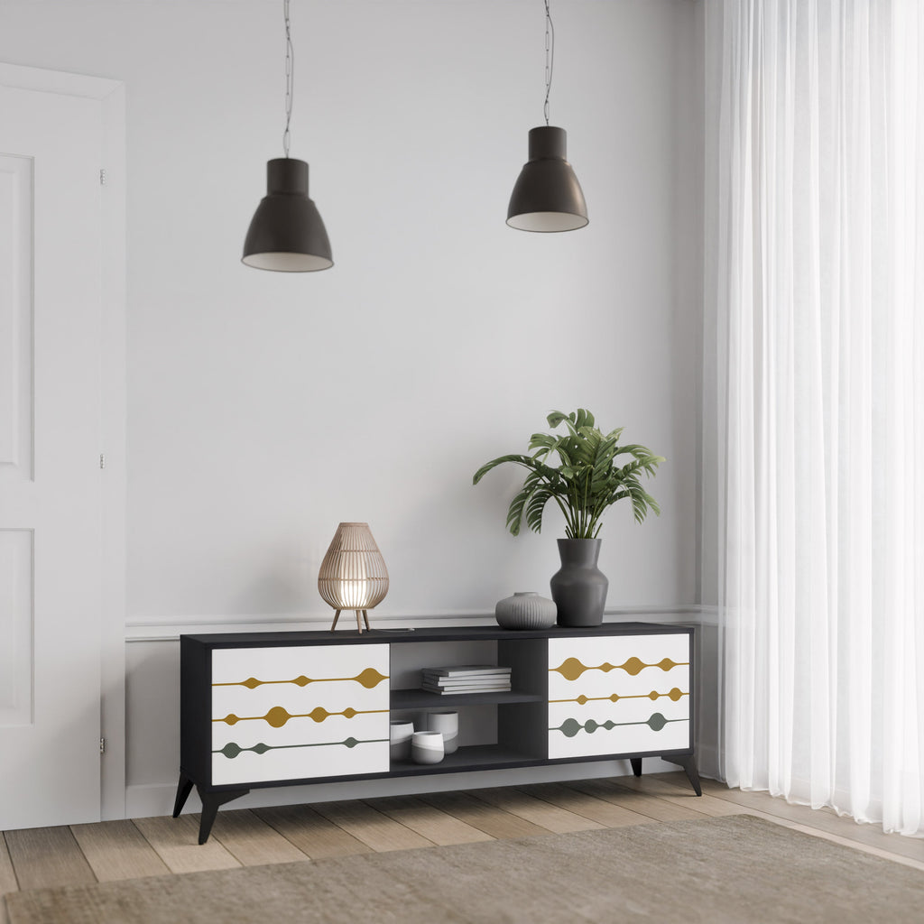 VIVID TONE TV-Lowboard mit 2 Türen in Schwarz