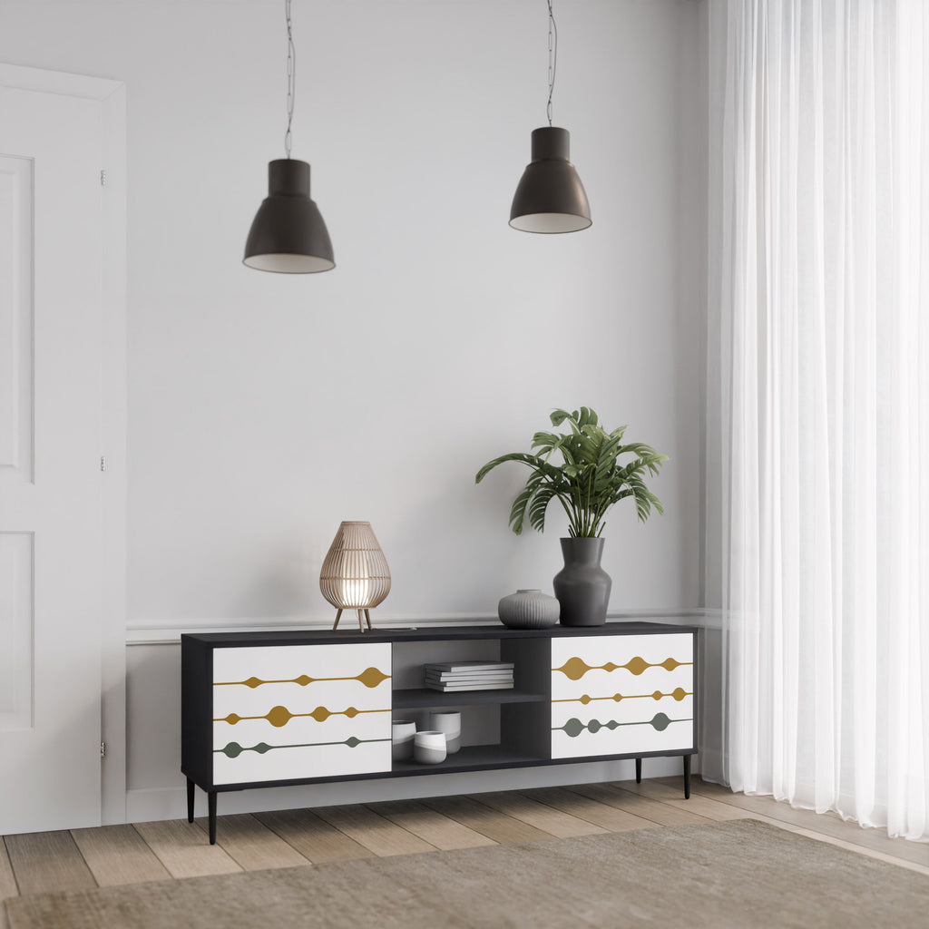 VIVID TONE TV-Lowboard mit 2 Türen in Schwarz