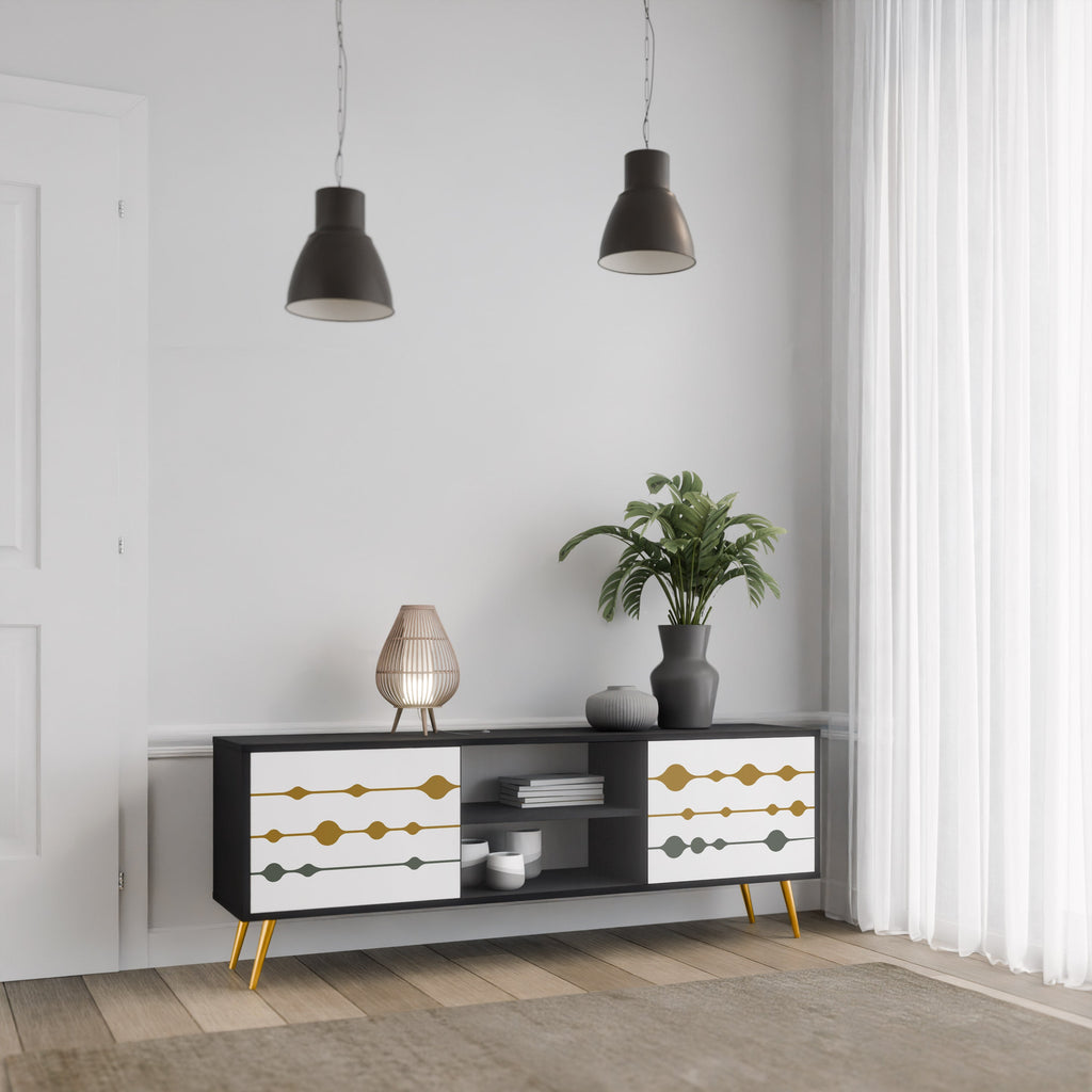 VIVID TONE TV-Lowboard mit 2 Türen in Schwarz