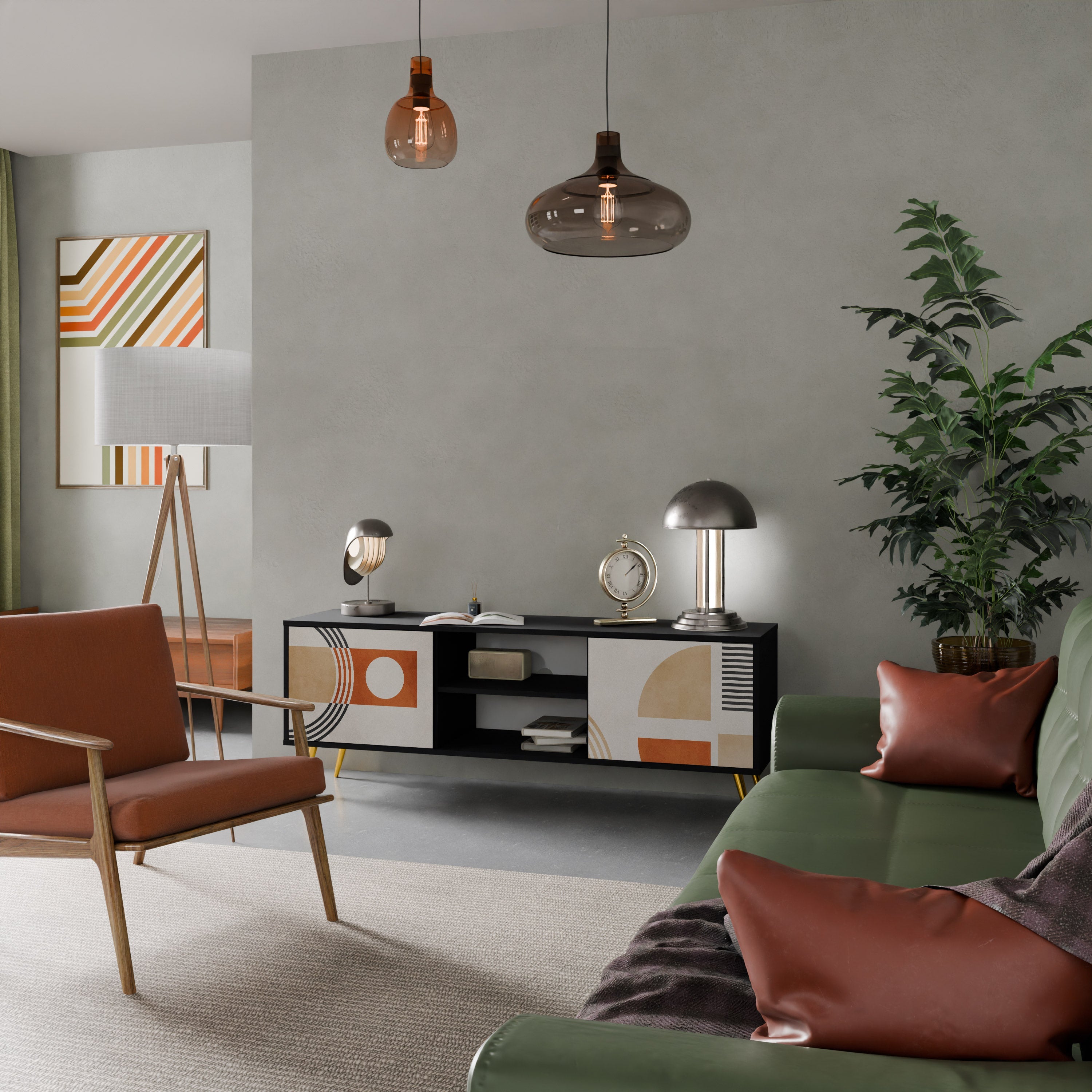 SPACE AROUND TV-Lowboard mit 2 Türen in Schwarz